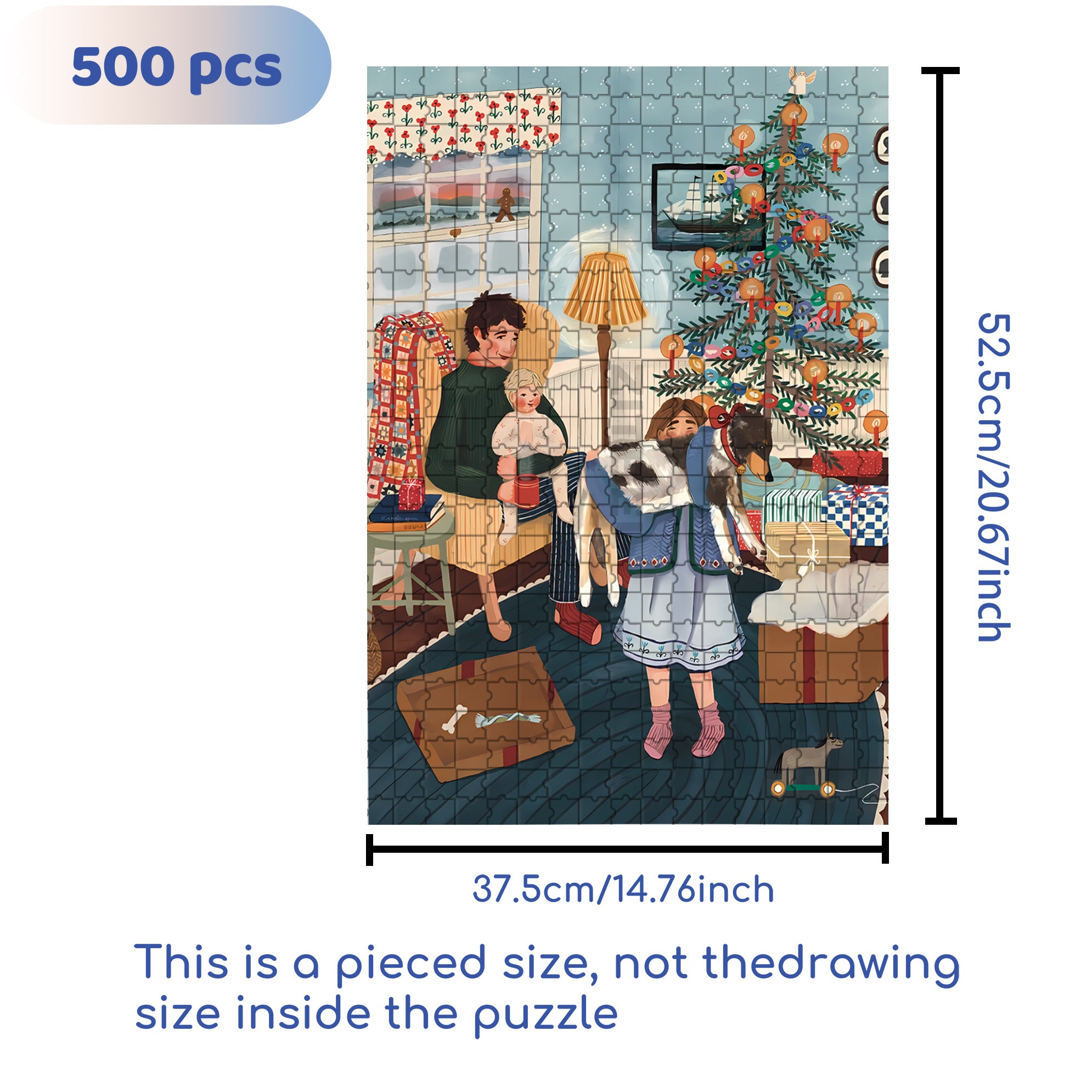 Family on Christmas Morning 500pcs/1000pcs Jigsaw Puzzle, Scratch-Resistant, Interactive Family Game & Brain-Boosting DIY Decor, Perfect for Halloween, Christmas & New Year Gifts, Family Puzzle Game