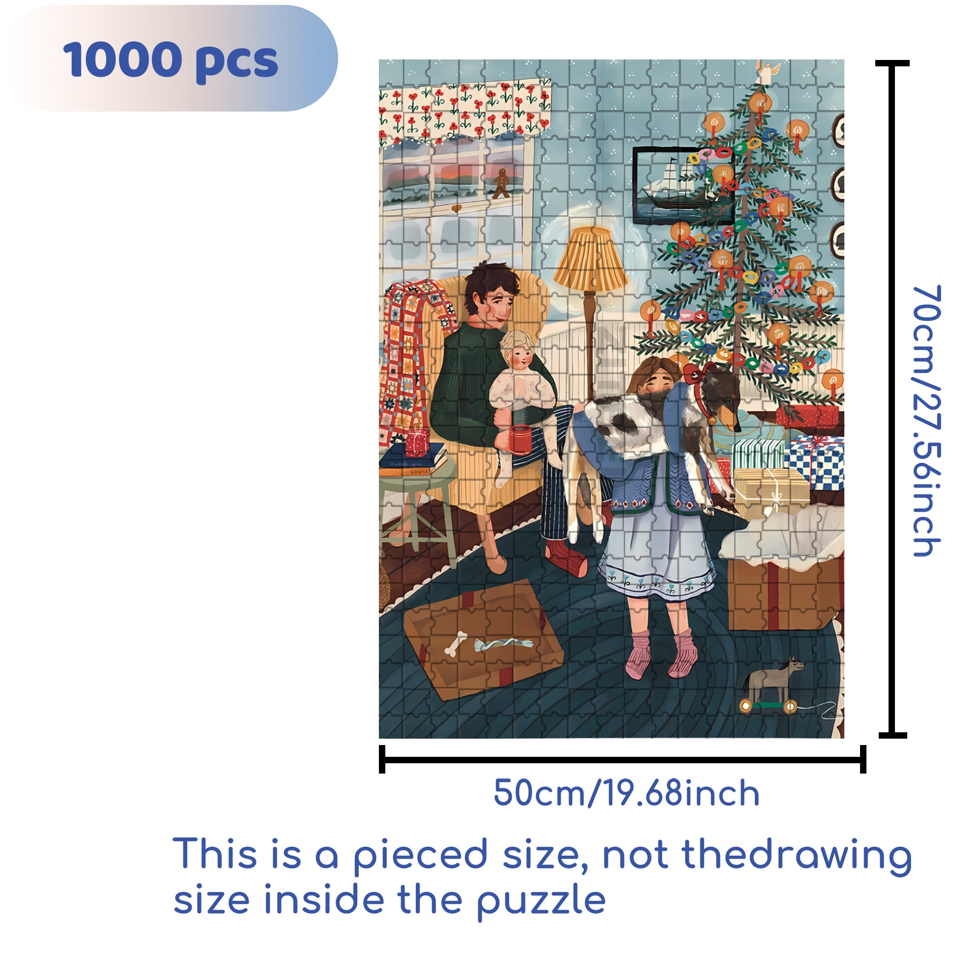 Family on Christmas Morning 500pcs/1000pcs Jigsaw Puzzle, Scratch-Resistant, Interactive Family Game & Brain-Boosting DIY Decor, Perfect for Halloween, Christmas & New Year Gifts, Family Puzzle Game