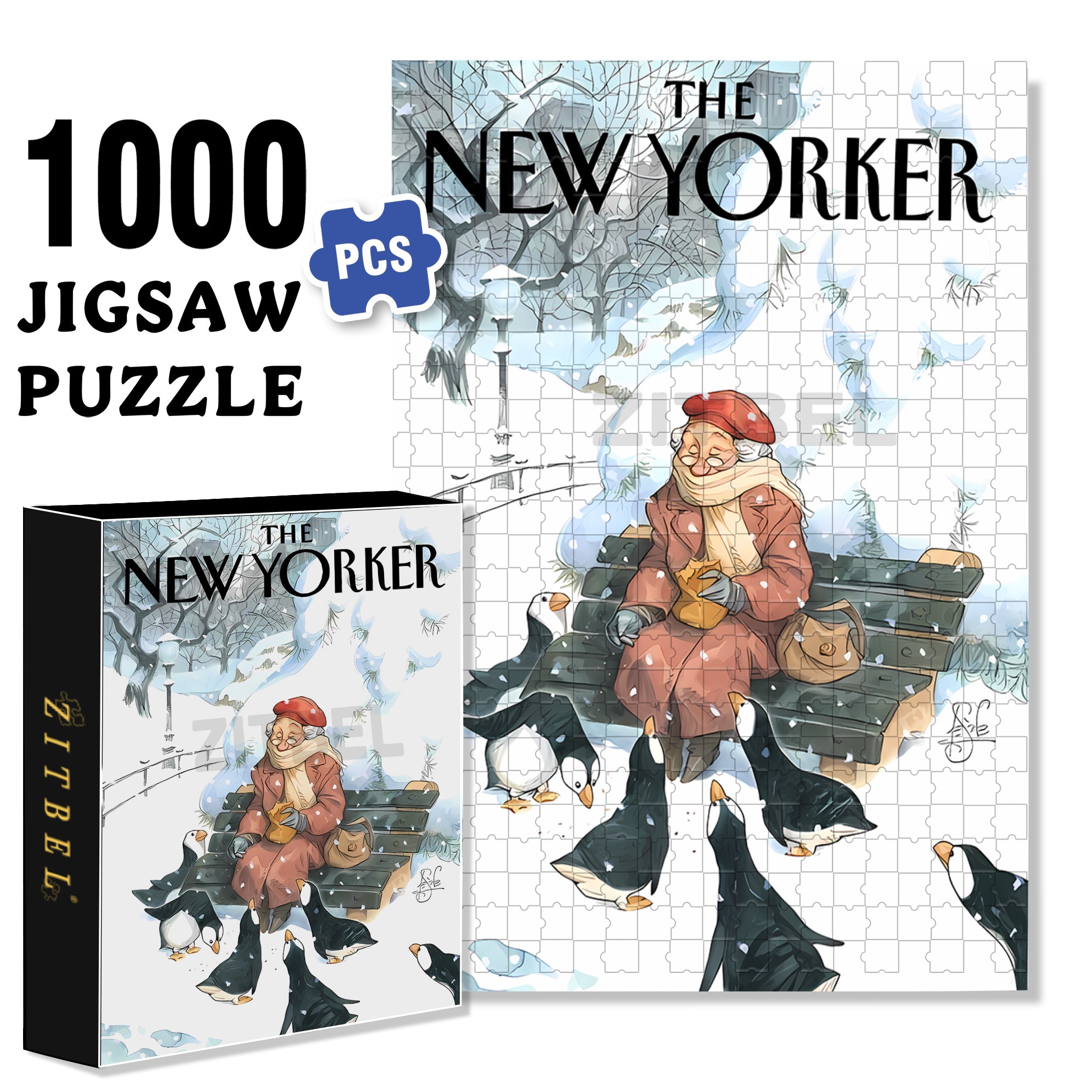 Feed The Penguins 500pcs/1000pcs Jigsaw Puzzle, Scratch-Resistant, Interactive Family Game & Brain-Boosting DIY Decor, Perfect for Halloween, Christmas & New Year Gifts, Family Puzzle Game