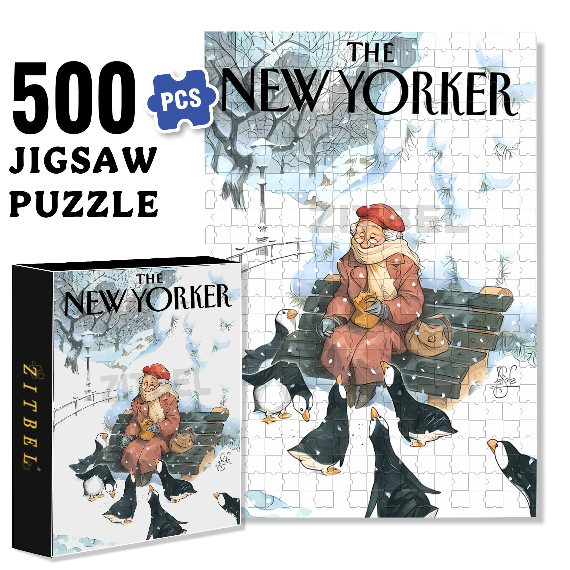 Feed The Penguins 500pcs/1000pcs Jigsaw Puzzle, Scratch-Resistant, Interactive Family Game & Brain-Boosting DIY Decor, Perfect for Halloween, Christmas & New Year Gifts, Family Puzzle Game