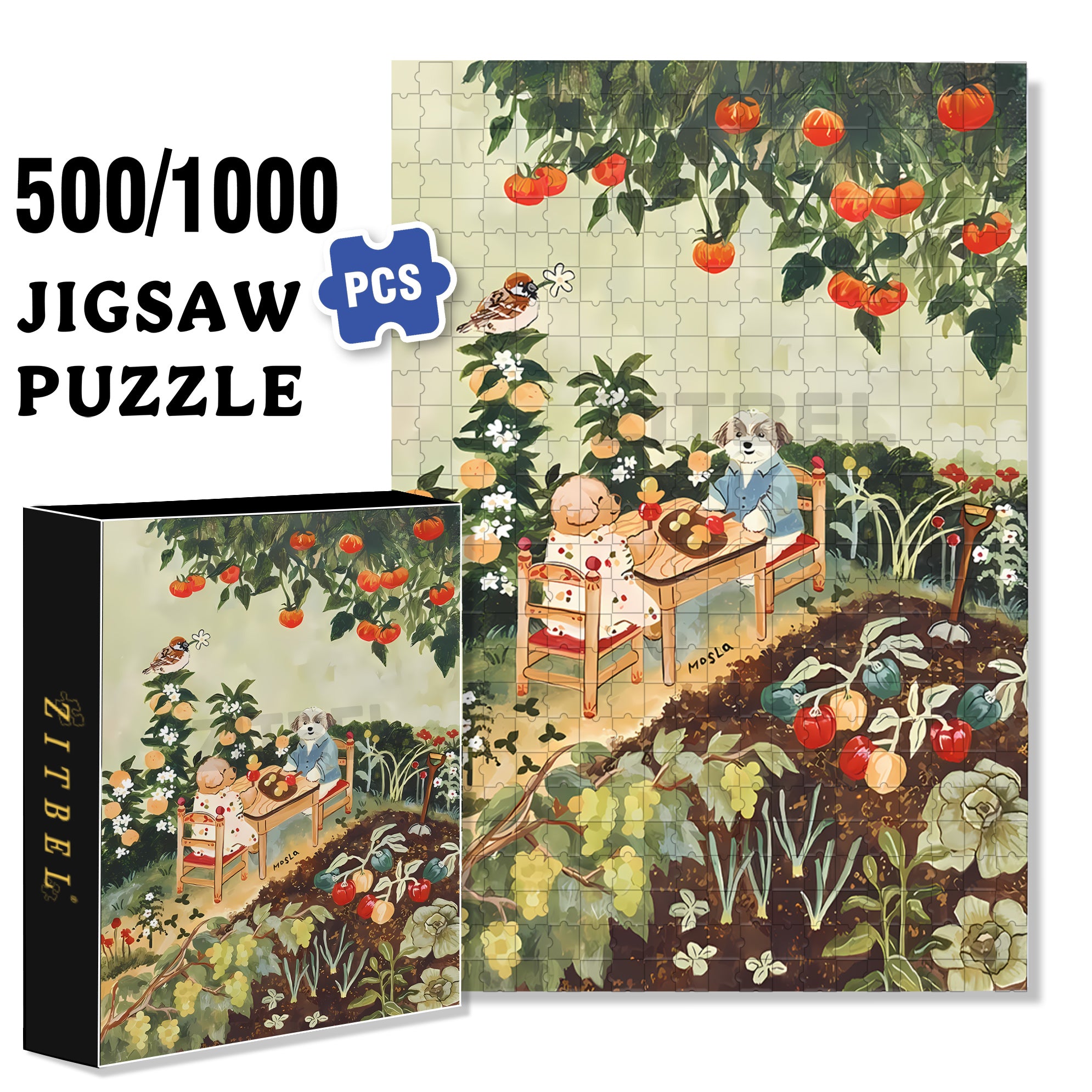 Fruit Tanghulu 500pcs/1000pcs Jigsaw Puzzle, Scratch-Resistant, Interactive Family Game & Brain-Boosting DIY Decor, Perfect for Halloween, Christmas & New Year Gifts, Family Puzzle Game