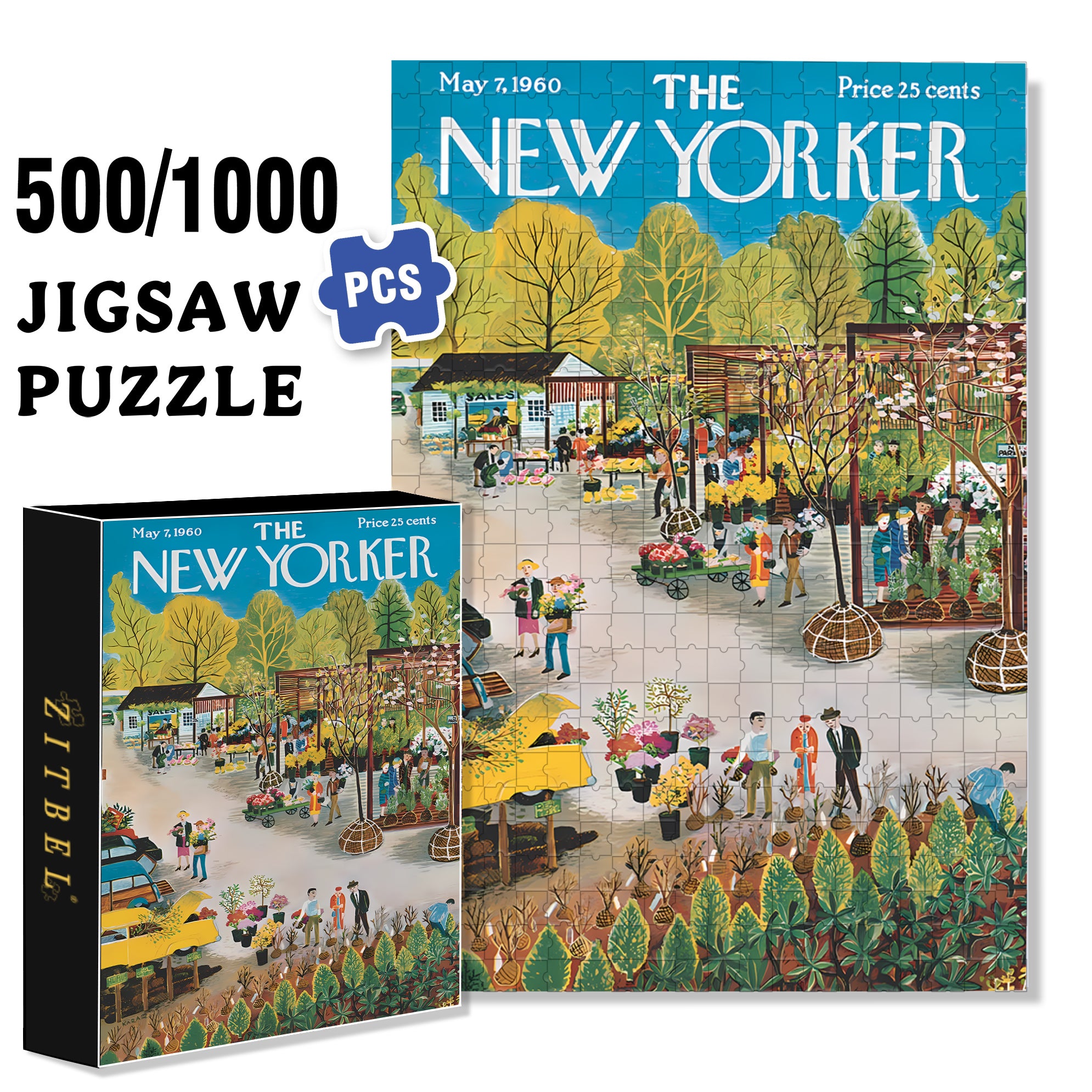 Garden Center 500pcs/1000pcs Jigsaw Puzzle, Scratch-Resistant, Interactive Family Game & Brain-Boosting DIY Decor, Perfect for Halloween, Christmas & New Year Gifts, Family Puzzle Game