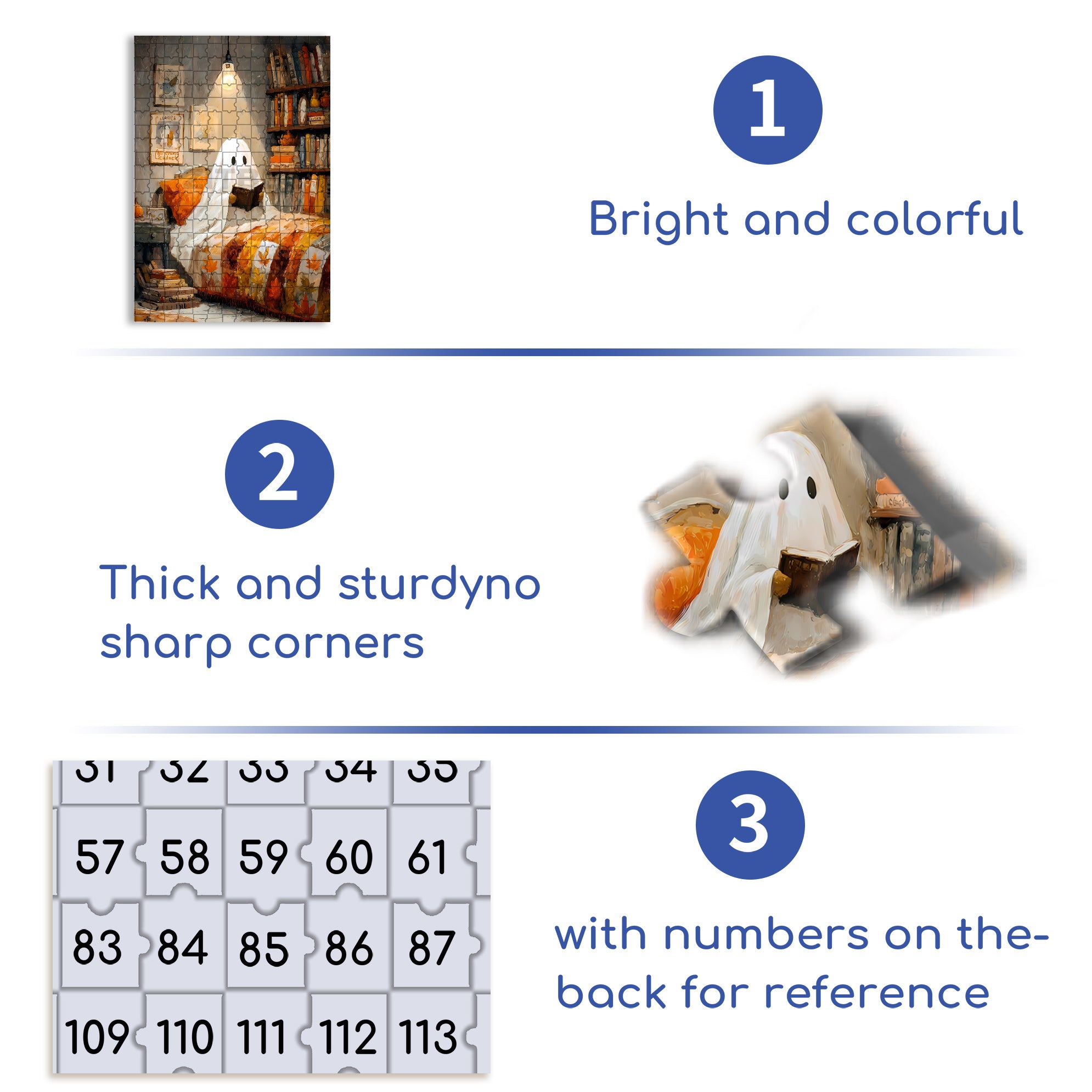 Ghosts Also Need To Read 500pcs/1000pcs Jigsaw Puzzle, Scratch-Resistant, Interactive Family Game & Brain-Boosting DIY Decor, Perfect for Halloween, Christmas & New Year Gifts, Family Puzzle Game