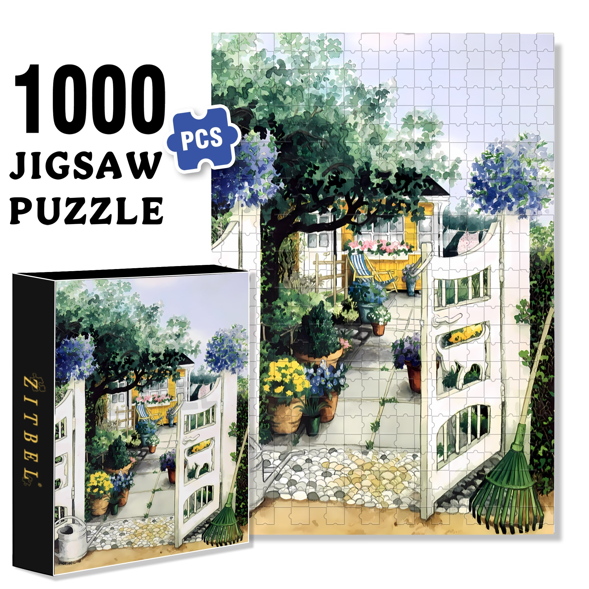 Grandma's Back Garden 500pcs/1000pcs Jigsaw Puzzle, Scratch-Resistant, Interactive Family Game & Brain-Boosting DIY Decor, Perfect for Halloween, Christmas & New Year Gifts, Family Puzzle Game