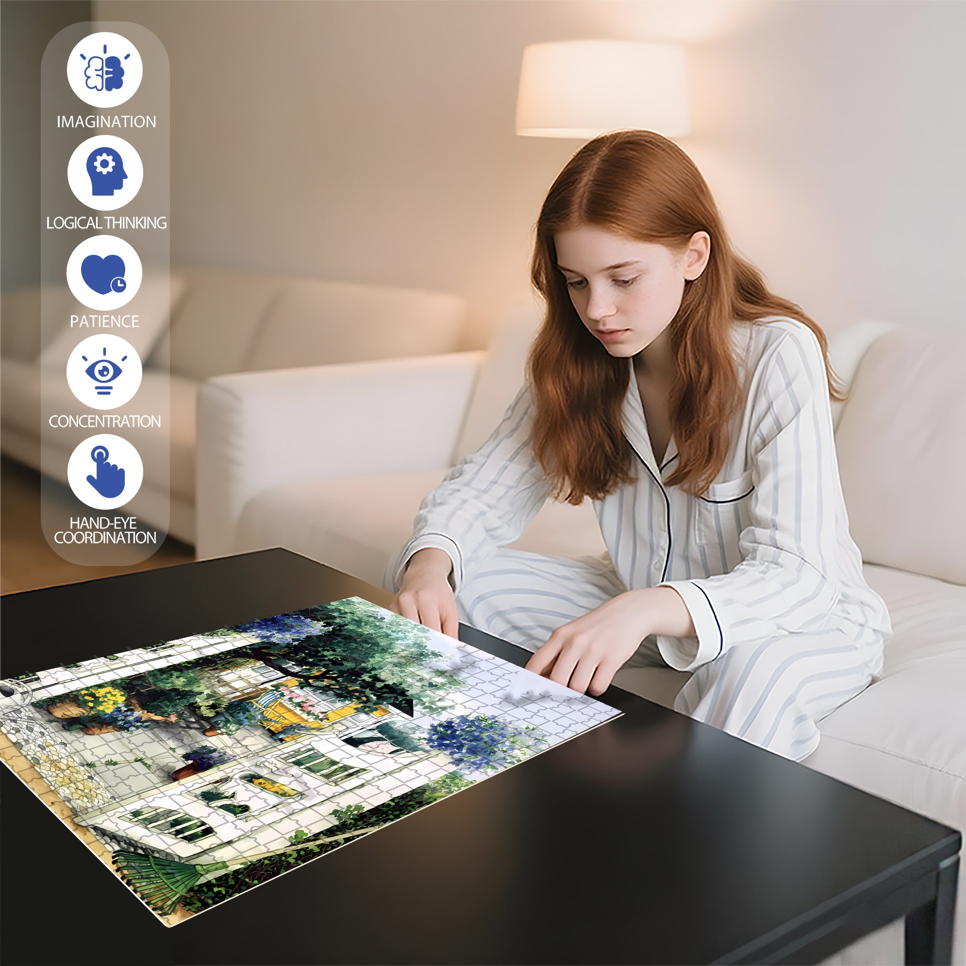 Grandma's Back Garden 500pcs/1000pcs Jigsaw Puzzle, Scratch-Resistant, Interactive Family Game & Brain-Boosting DIY Decor, Perfect for Halloween, Christmas & New Year Gifts, Family Puzzle Game