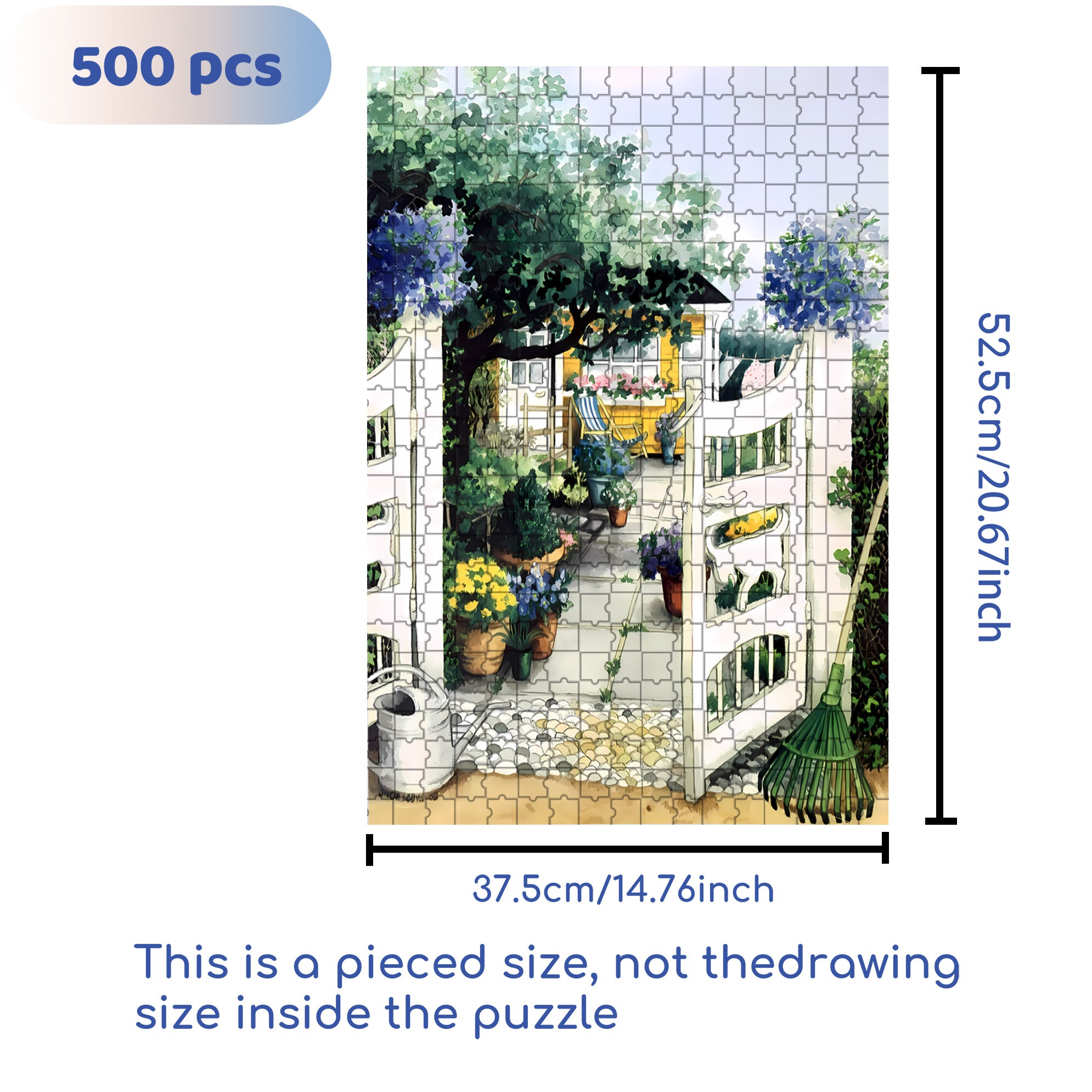 Grandma's Back Garden 500pcs/1000pcs Jigsaw Puzzle, Scratch-Resistant, Interactive Family Game & Brain-Boosting DIY Decor, Perfect for Halloween, Christmas & New Year Gifts, Family Puzzle Game
