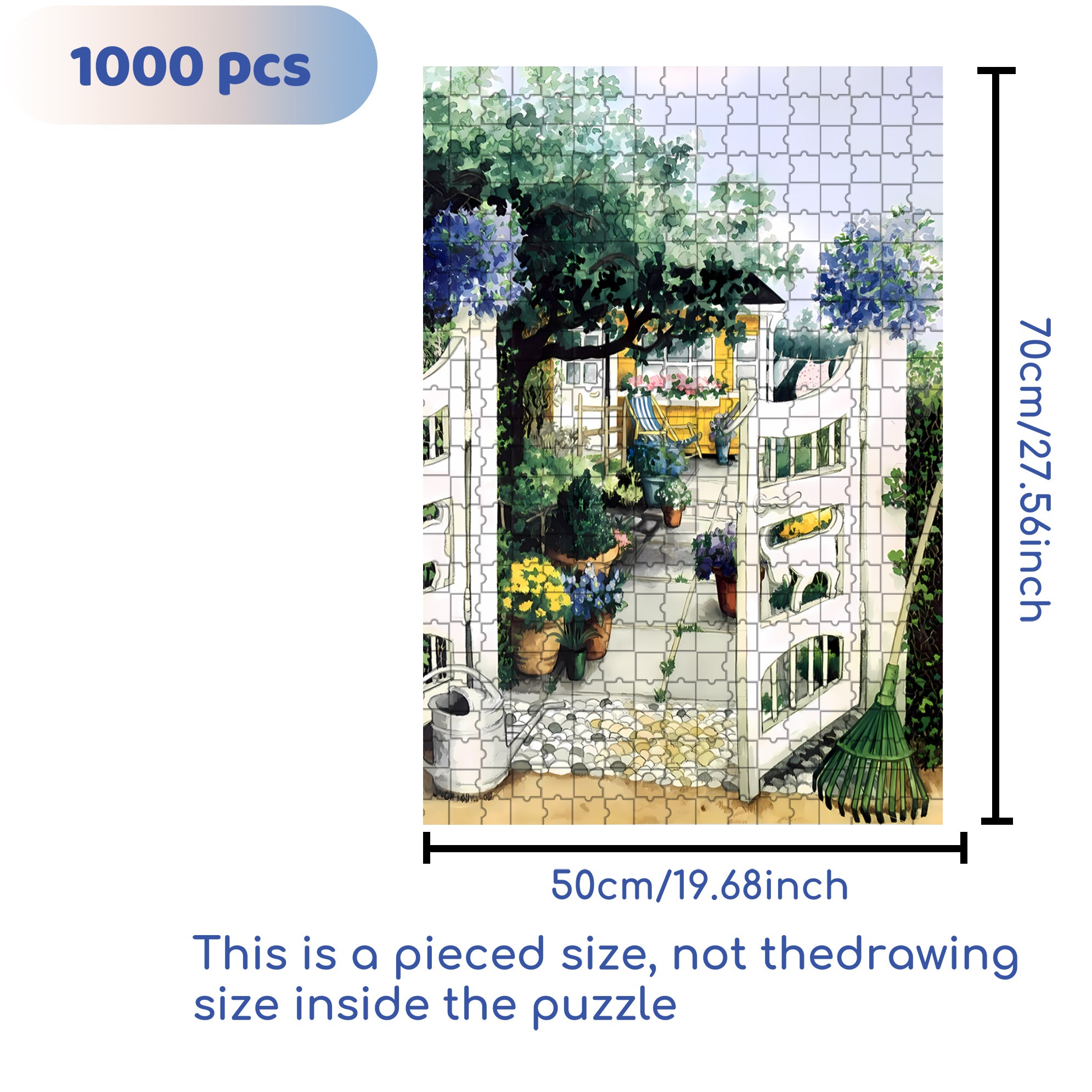 Grandma's Back Garden 500pcs/1000pcs Jigsaw Puzzle, Scratch-Resistant, Interactive Family Game & Brain-Boosting DIY Decor, Perfect for Halloween, Christmas & New Year Gifts, Family Puzzle Game