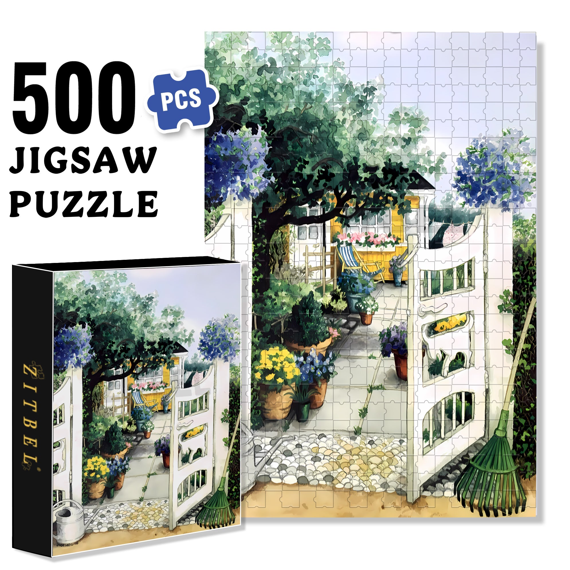 Grandma's Back Garden 500pcs/1000pcs Jigsaw Puzzle, Scratch-Resistant, Interactive Family Game & Brain-Boosting DIY Decor, Perfect for Halloween, Christmas & New Year Gifts, Family Puzzle Game
