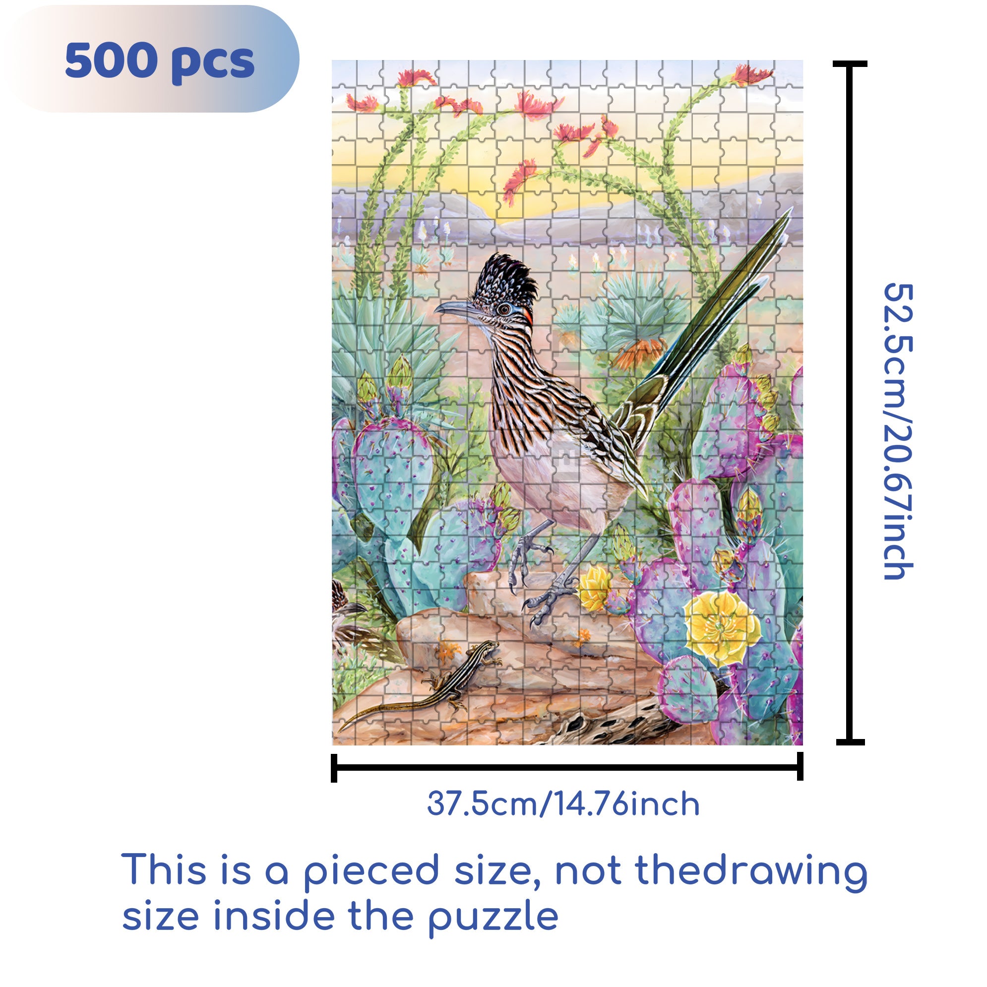 Greater Roadrunner 500pcs/1000pcs Jigsaw Puzzle, Scratch-Resistant, Interactive Family Game & Brain-Boosting DIY Decor, Perfect for Halloween, Christmas & New Year Gifts, Family Puzzle Game