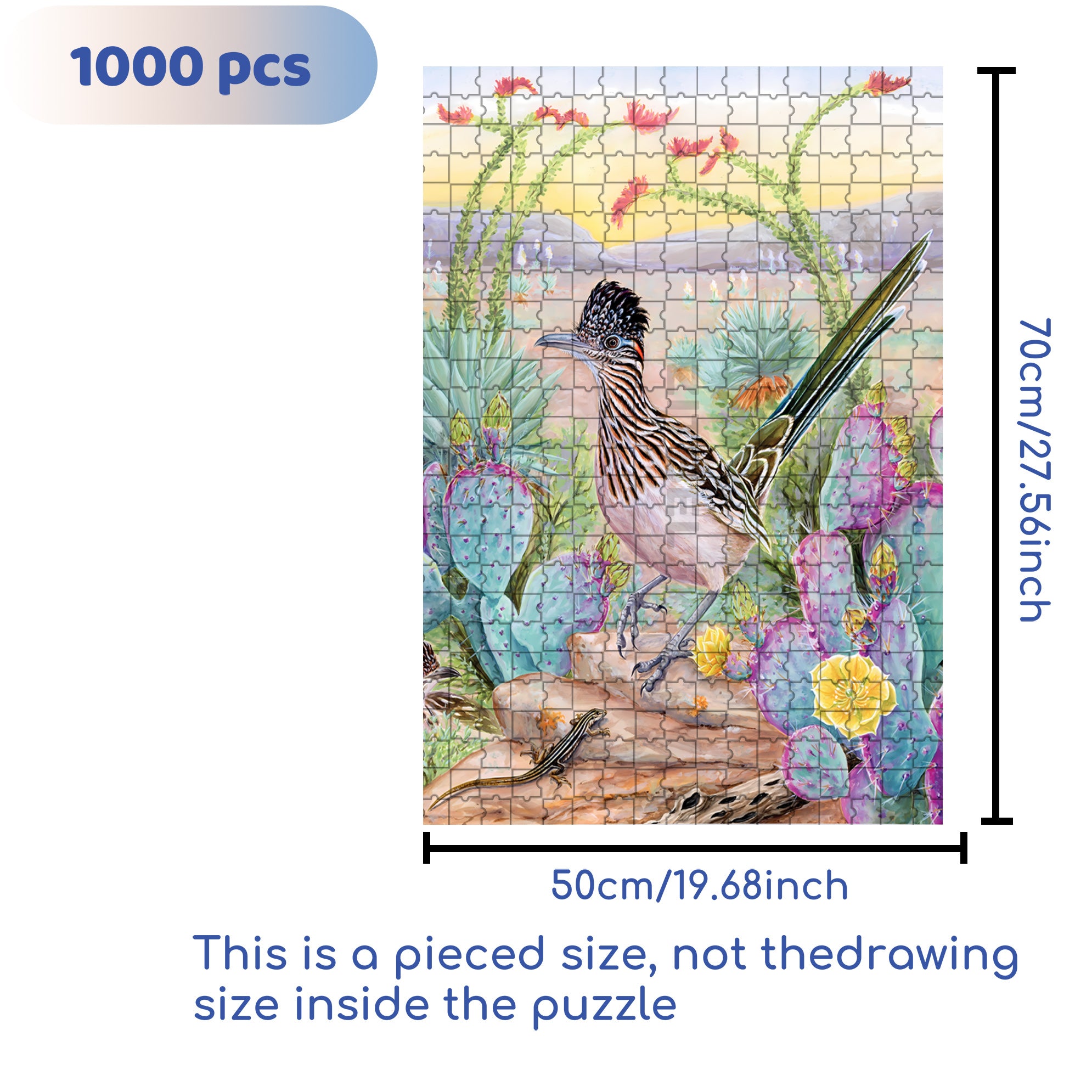 Greater Roadrunner 500pcs/1000pcs Jigsaw Puzzle, Scratch-Resistant, Interactive Family Game & Brain-Boosting DIY Decor, Perfect for Halloween, Christmas & New Year Gifts, Family Puzzle Game