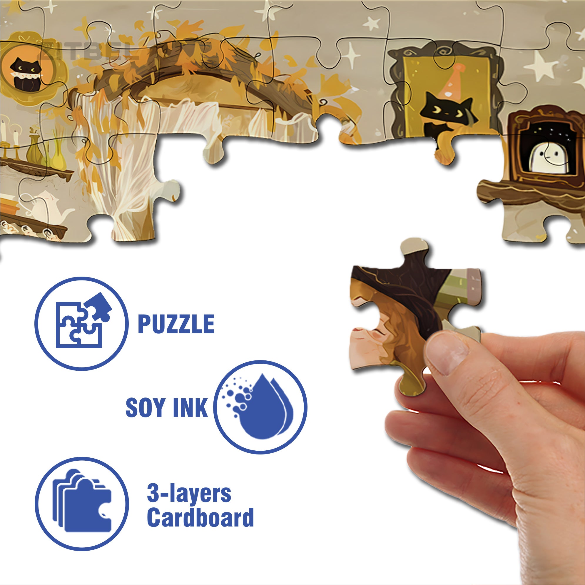 Halloween Baking Witch 500pcs/1000pcs Jigsaw Puzzle, Scratch-Resistant, Interactive Family Game & Brain-Boosting DIY Decor, Perfect for Halloween, Christmas & New Year Gifts, Family Puzzle Game