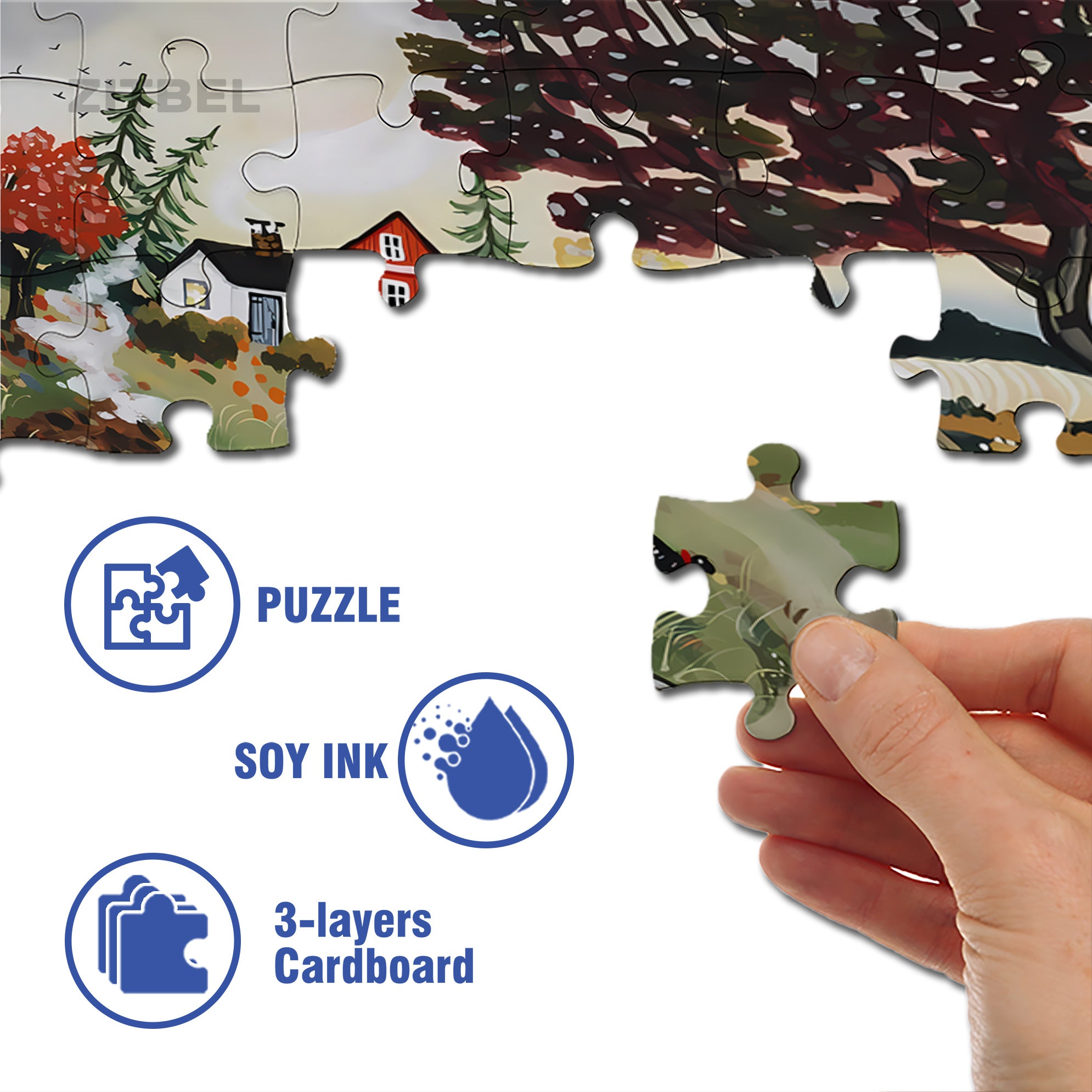 Hot Pie 500pcs/1000pcs Jigsaw Puzzle, Scratch-Resistant, Interactive Family Game & Brain-Boosting DIY Decor, Perfect for Halloween, Christmas & New Year Gifts, Family Puzzle Game