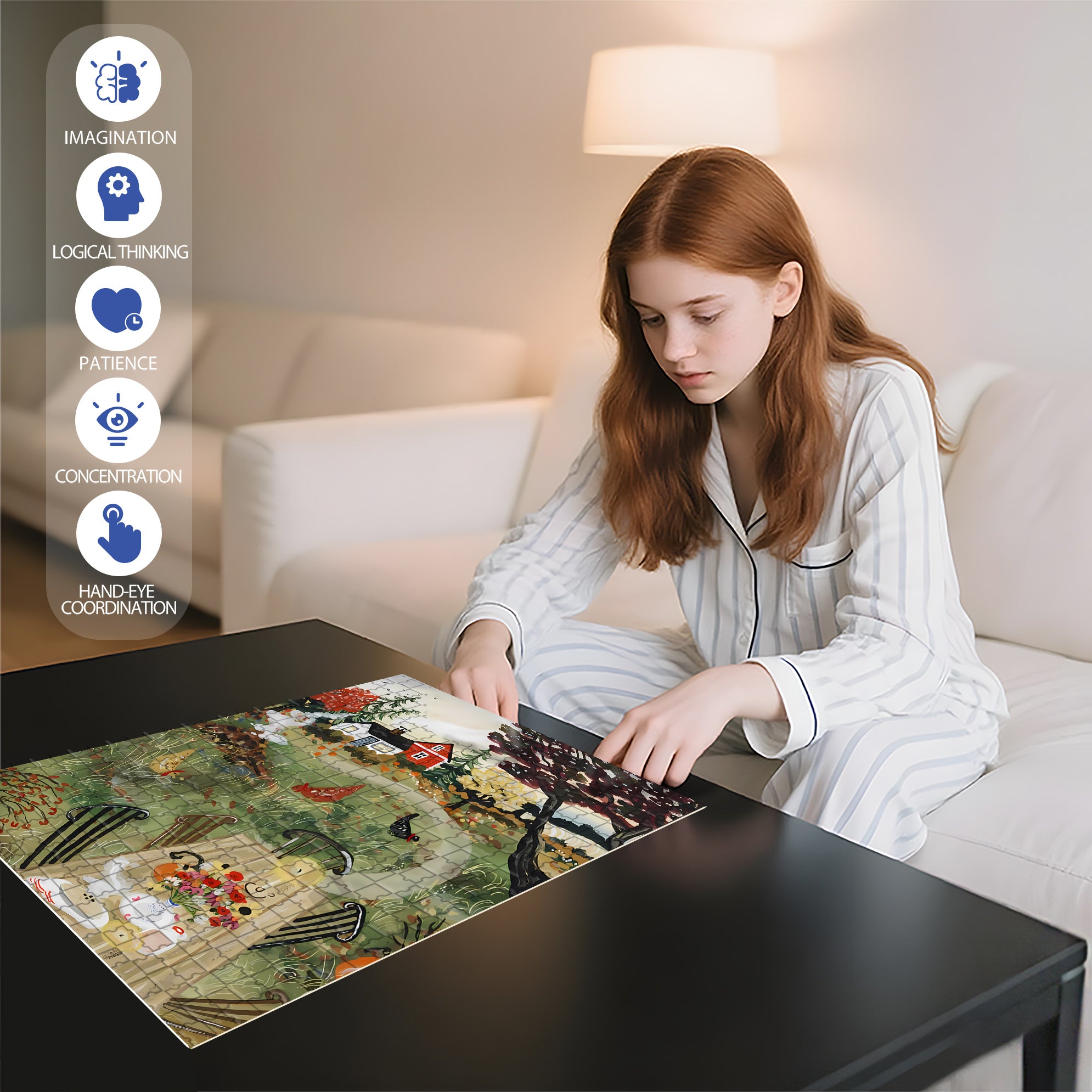 Hot Pie 500pcs/1000pcs Jigsaw Puzzle, Scratch-Resistant, Interactive Family Game & Brain-Boosting DIY Decor, Perfect for Halloween, Christmas & New Year Gifts, Family Puzzle Game