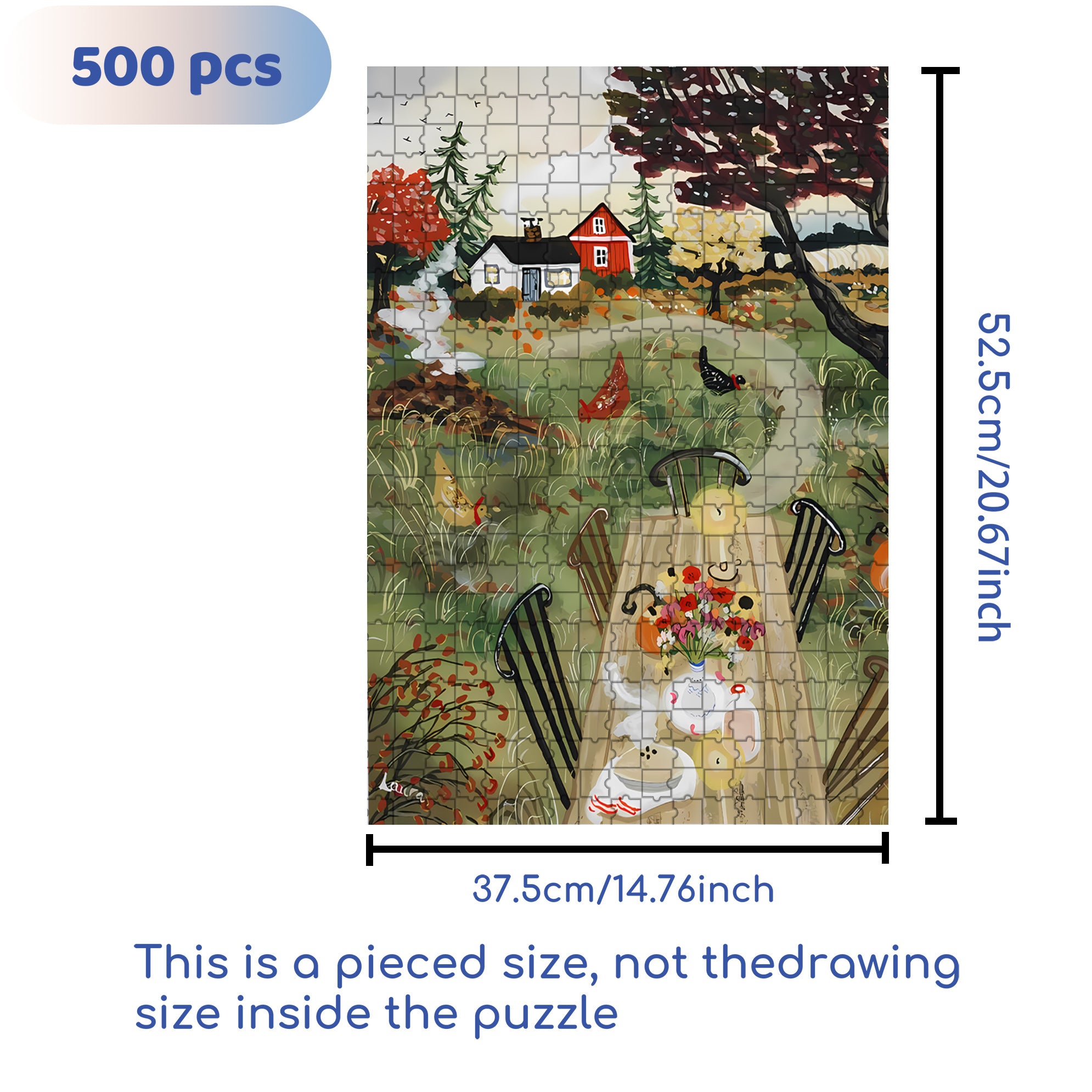 Hot Pie 500pcs/1000pcs Jigsaw Puzzle, Scratch-Resistant, Interactive Family Game & Brain-Boosting DIY Decor, Perfect for Halloween, Christmas & New Year Gifts, Family Puzzle Game