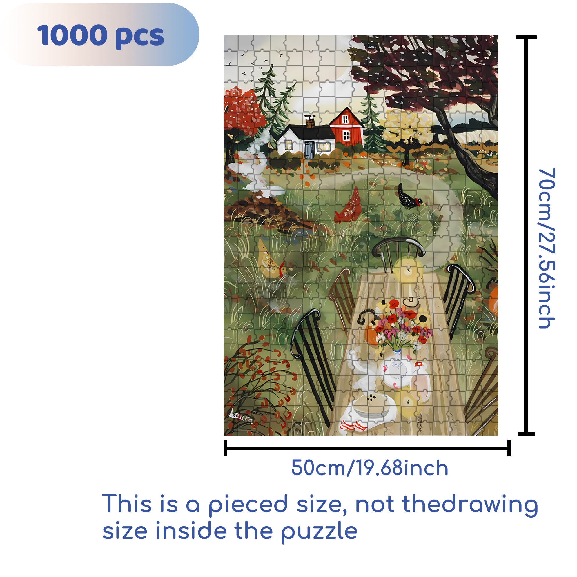 Hot Pie 500pcs/1000pcs Jigsaw Puzzle, Scratch-Resistant, Interactive Family Game & Brain-Boosting DIY Decor, Perfect for Halloween, Christmas & New Year Gifts, Family Puzzle Game