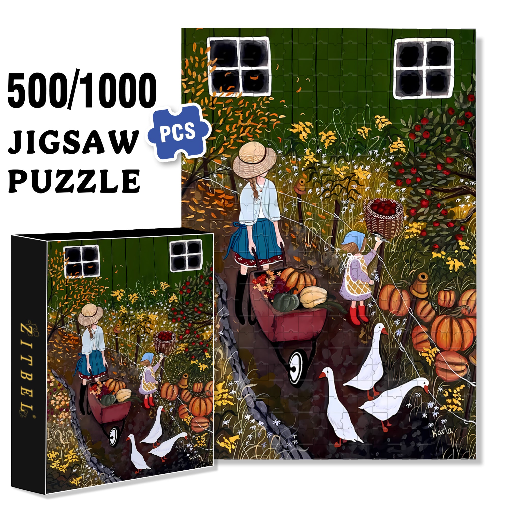 I Love Autumn 500pcs/1000pcs Jigsaw Puzzle, Scratch-Resistant, Interactive Family Game & Brain-Boosting DIY Decor, Perfect for Halloween, Christmas & New Year Gifts, Family Puzzle Game