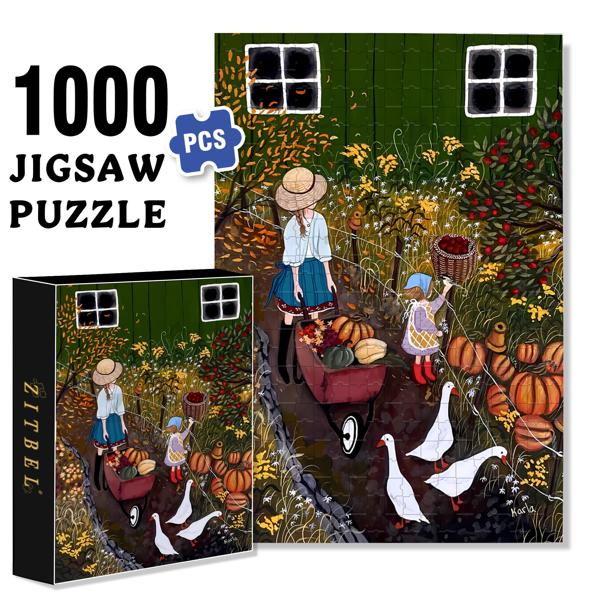 I Love Autumn 500pcs/1000pcs Jigsaw Puzzle, Scratch-Resistant, Interactive Family Game & Brain-Boosting DIY Decor, Perfect for Halloween, Christmas & New Year Gifts, Family Puzzle Game