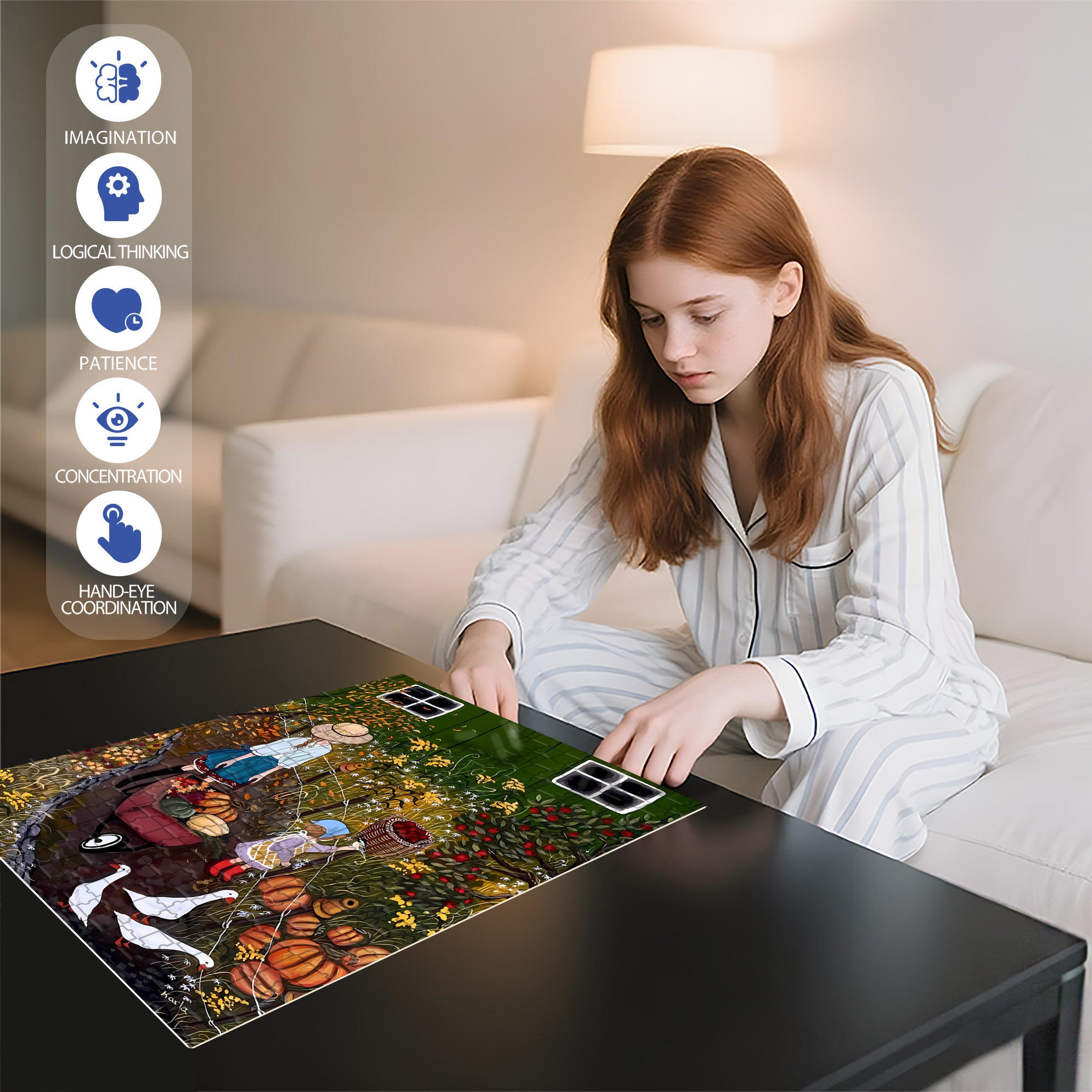 I Love Autumn 500pcs/1000pcs Jigsaw Puzzle, Scratch-Resistant, Interactive Family Game & Brain-Boosting DIY Decor, Perfect for Halloween, Christmas & New Year Gifts, Family Puzzle Game