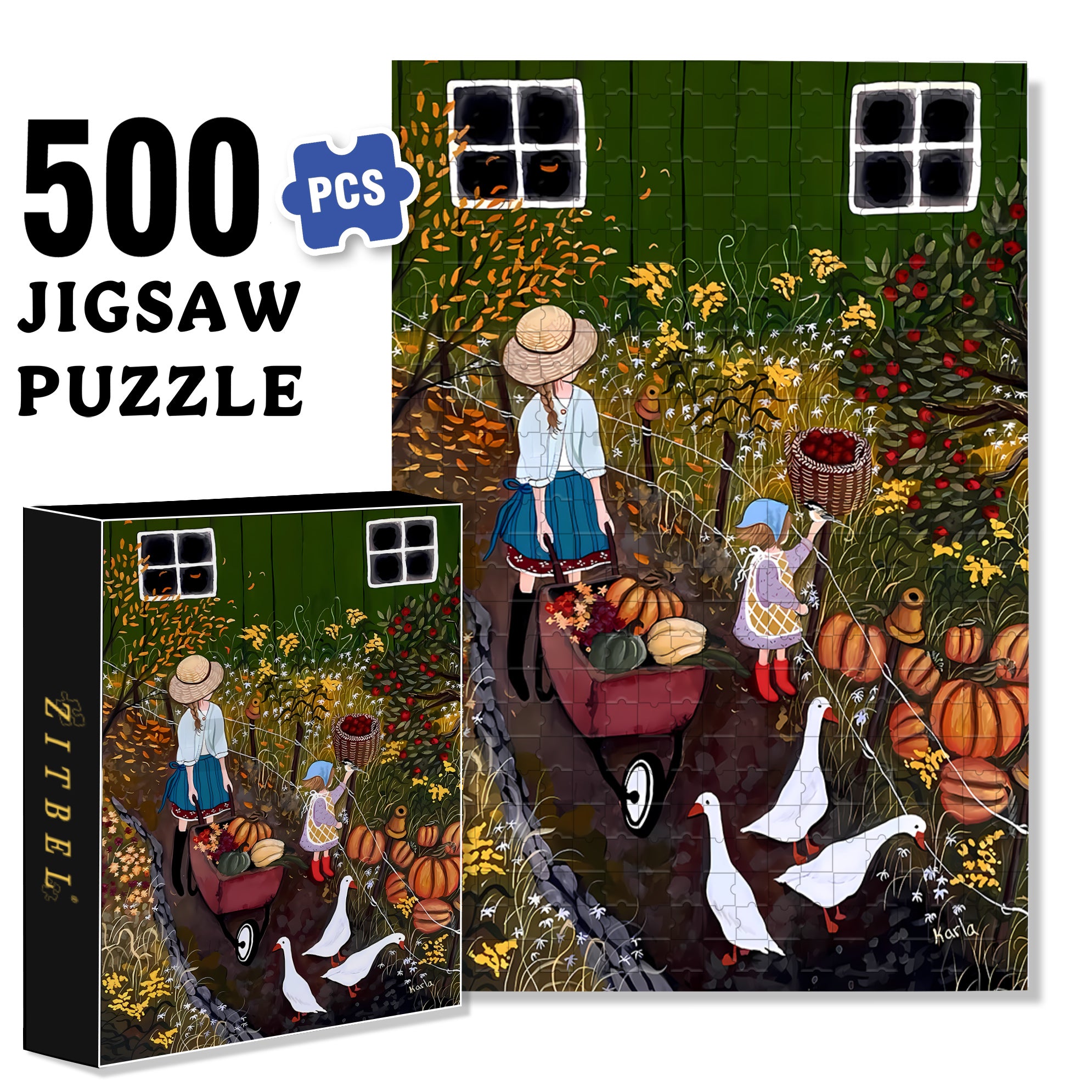 I Love Autumn 500pcs/1000pcs Jigsaw Puzzle, Scratch-Resistant, Interactive Family Game & Brain-Boosting DIY Decor, Perfect for Halloween, Christmas & New Year Gifts, Family Puzzle Game