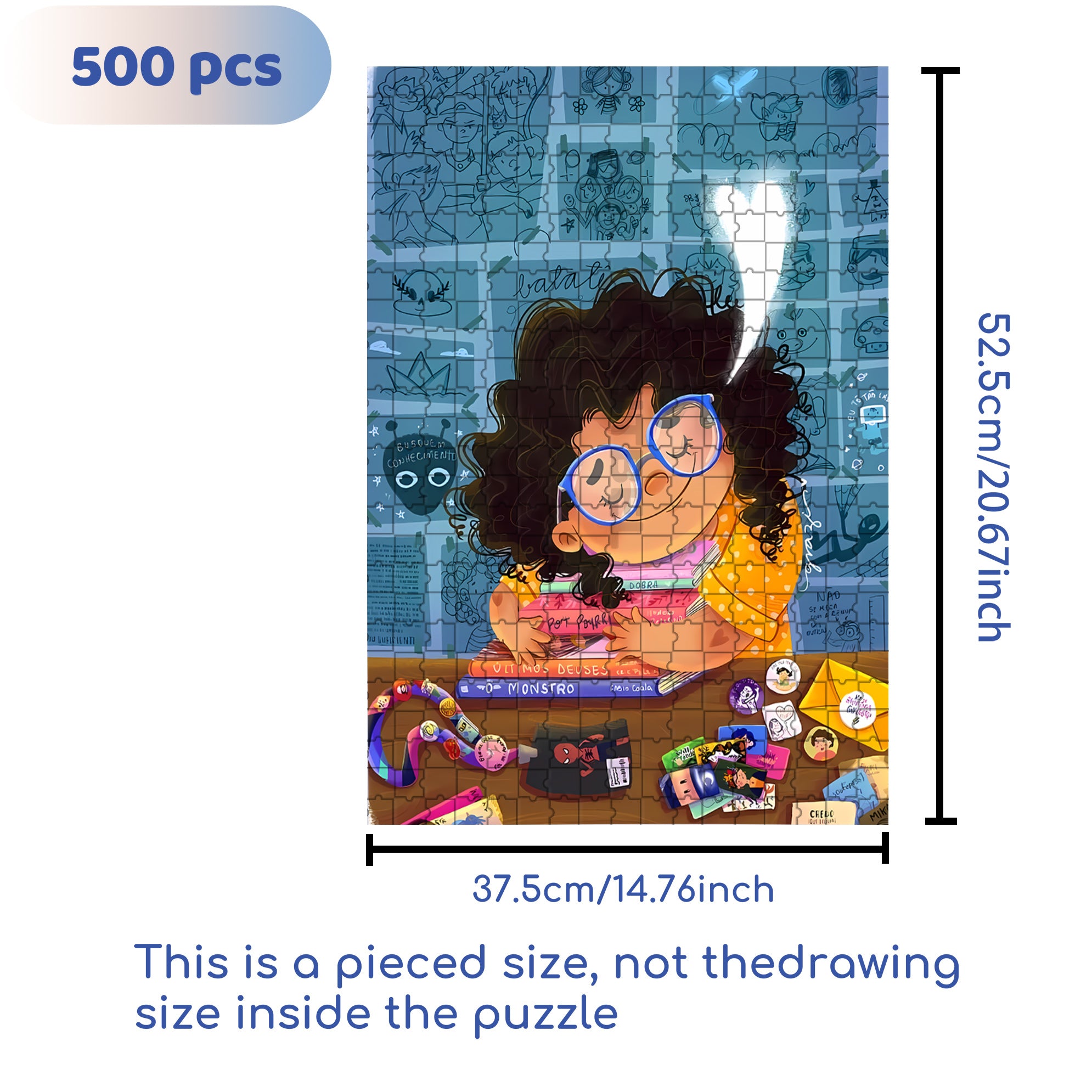 I Love Books 500pcs/1000pcs Jigsaw Puzzle, Scratch-Resistant, Interactive Family Game & Brain-Boosting DIY Decor, Perfect for Halloween, Christmas & New Year Gifts, Family Puzzle Game
