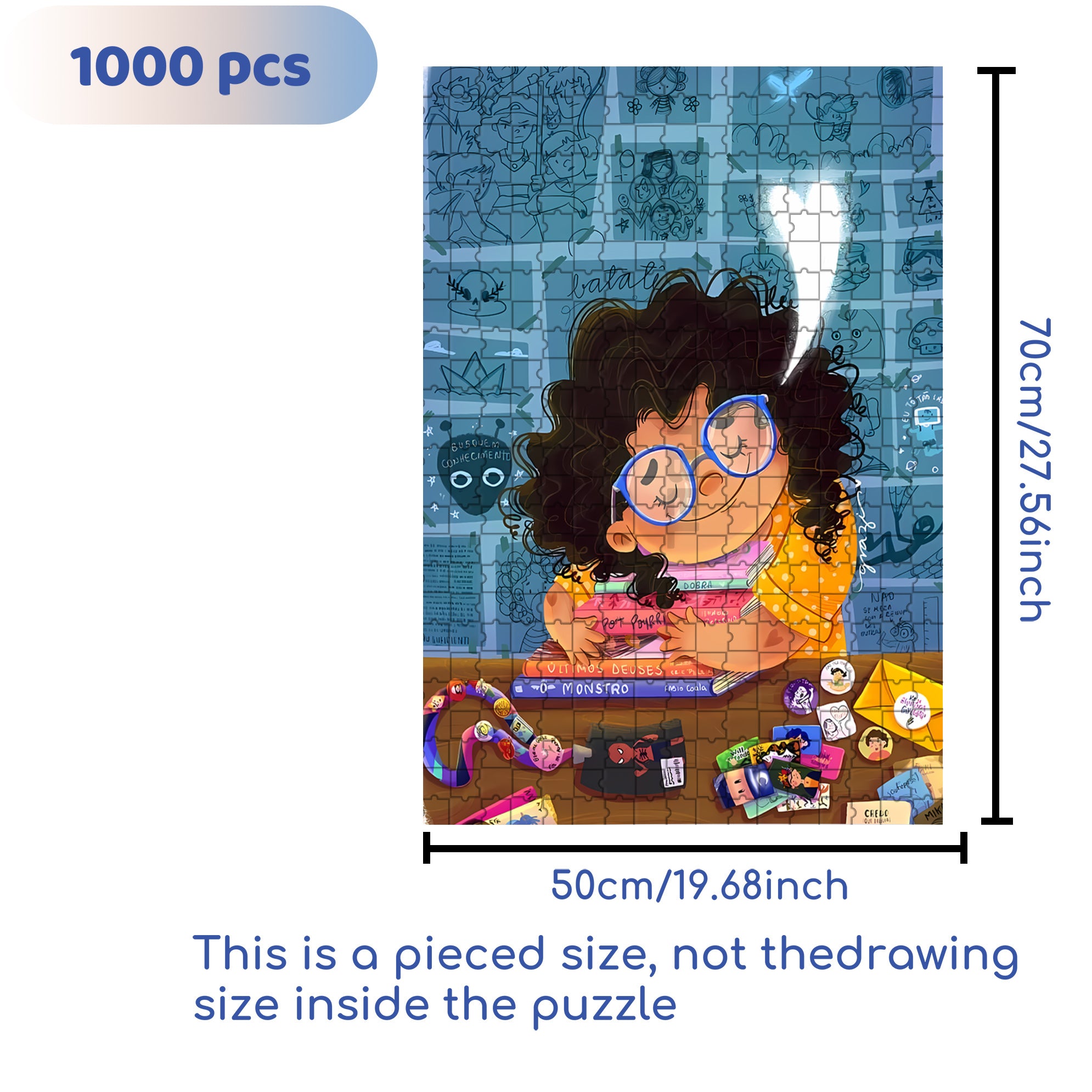 I Love Books 500pcs/1000pcs Jigsaw Puzzle, Scratch-Resistant, Interactive Family Game & Brain-Boosting DIY Decor, Perfect for Halloween, Christmas & New Year Gifts, Family Puzzle Game