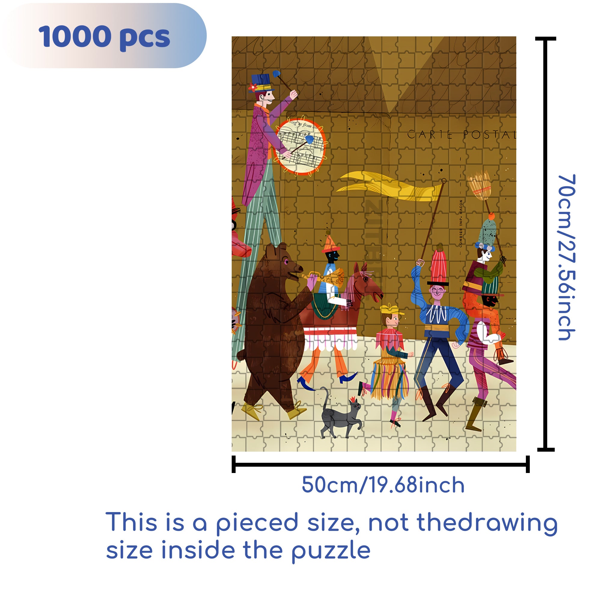 Joyful Parade 500pcs/1000pcs Jigsaw Puzzle, Scratch-Resistant, Interactive Family Game & Brain-Boosting DIY Decor, Perfect for Halloween, Christmas & New Year Gifts, Family Puzzle Game