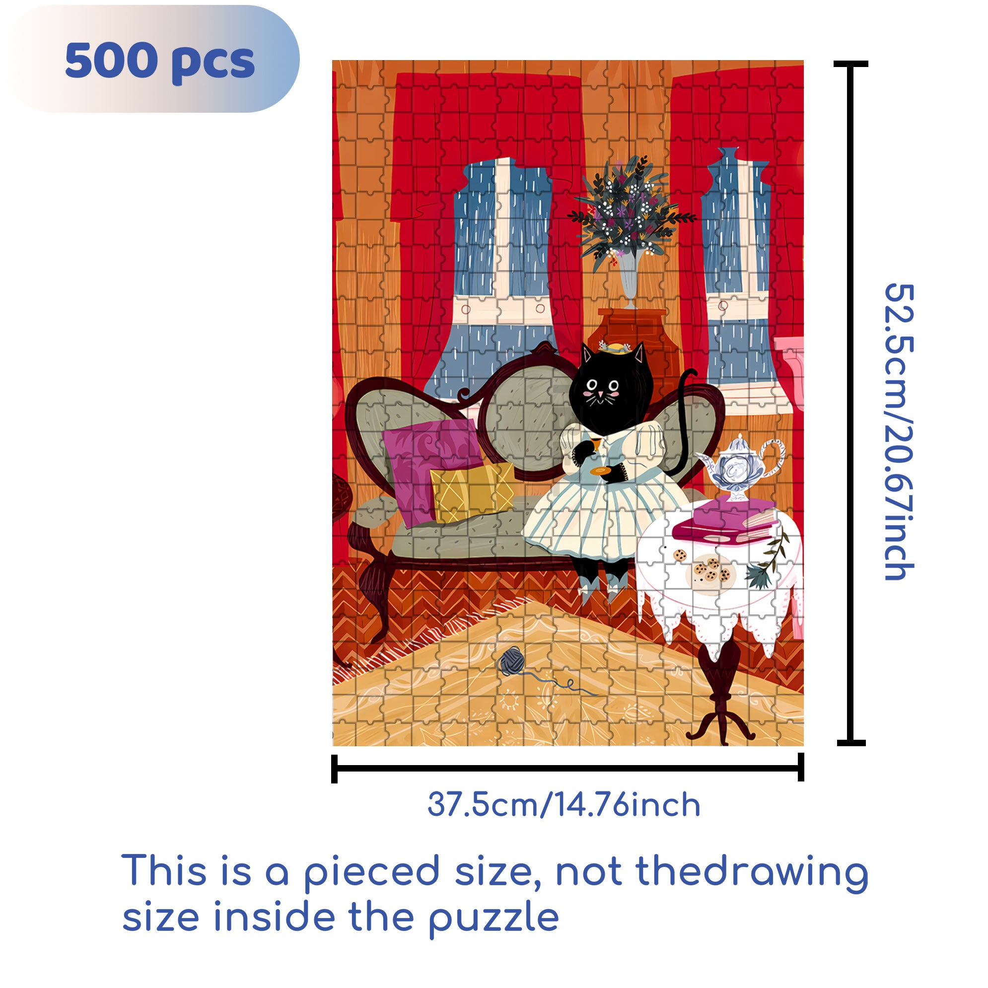 Lady Kitty 500pcs/1000pcs Jigsaw Puzzle, Scratch-Resistant, Interactive Family Game & Brain-Boosting DIY Decor, Perfect for Halloween, Christmas & New Year Gifts, Family Puzzle Game
