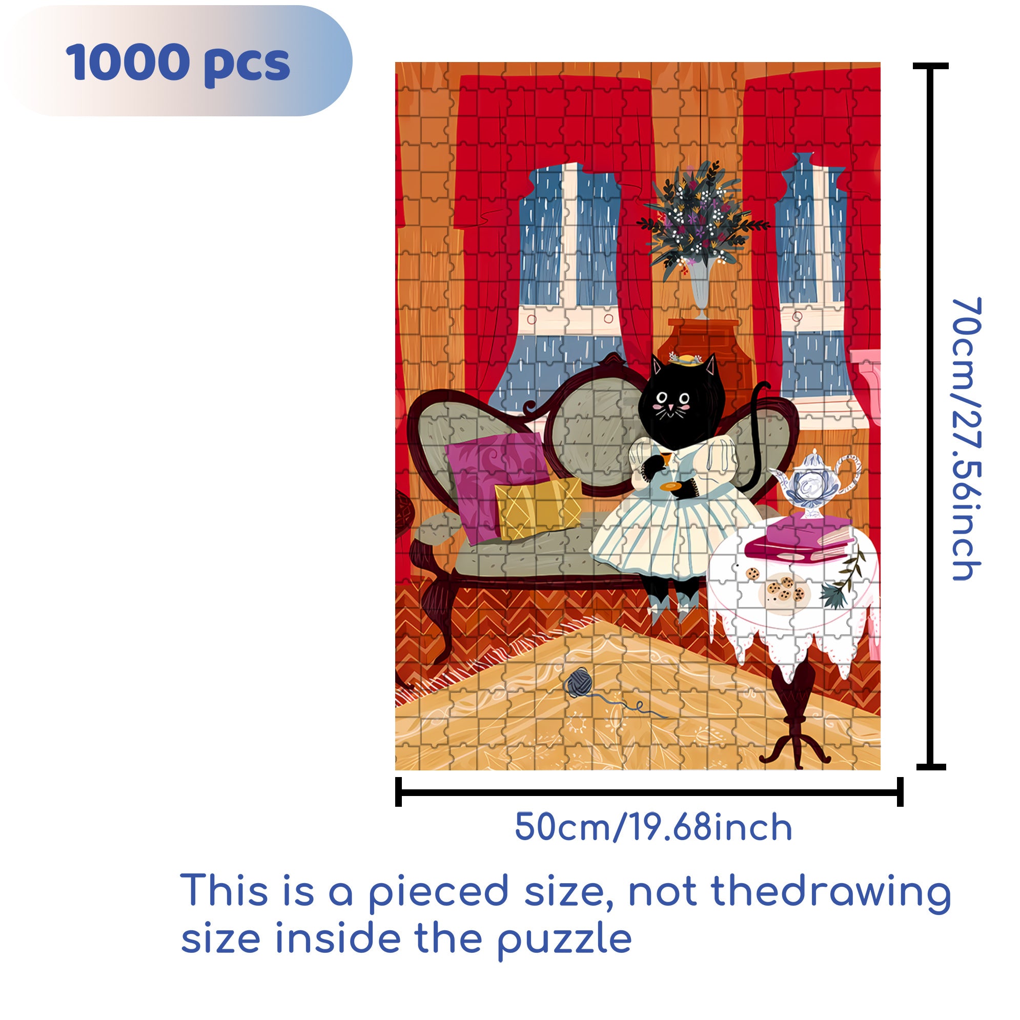 Lady Kitty 500pcs/1000pcs Jigsaw Puzzle, Scratch-Resistant, Interactive Family Game & Brain-Boosting DIY Decor, Perfect for Halloween, Christmas & New Year Gifts, Family Puzzle Game