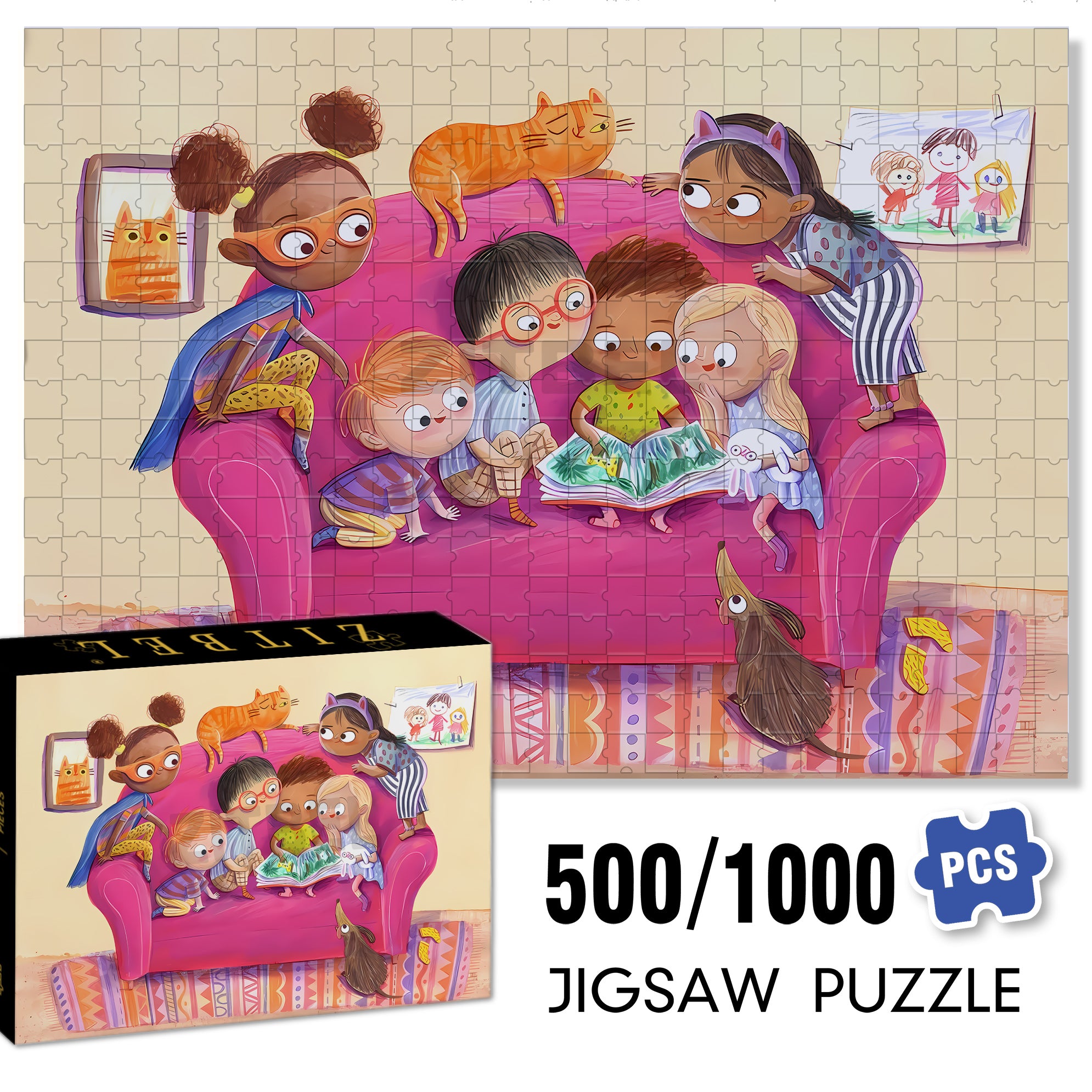 Let Me See 500pcs/1000pcs Jigsaw Puzzle, Scratch-Resistant, Interactive Family Game & Brain-Boosting DIY Decor, Perfect for Halloween, Christmas & New Year Gifts, Family Puzzle Game