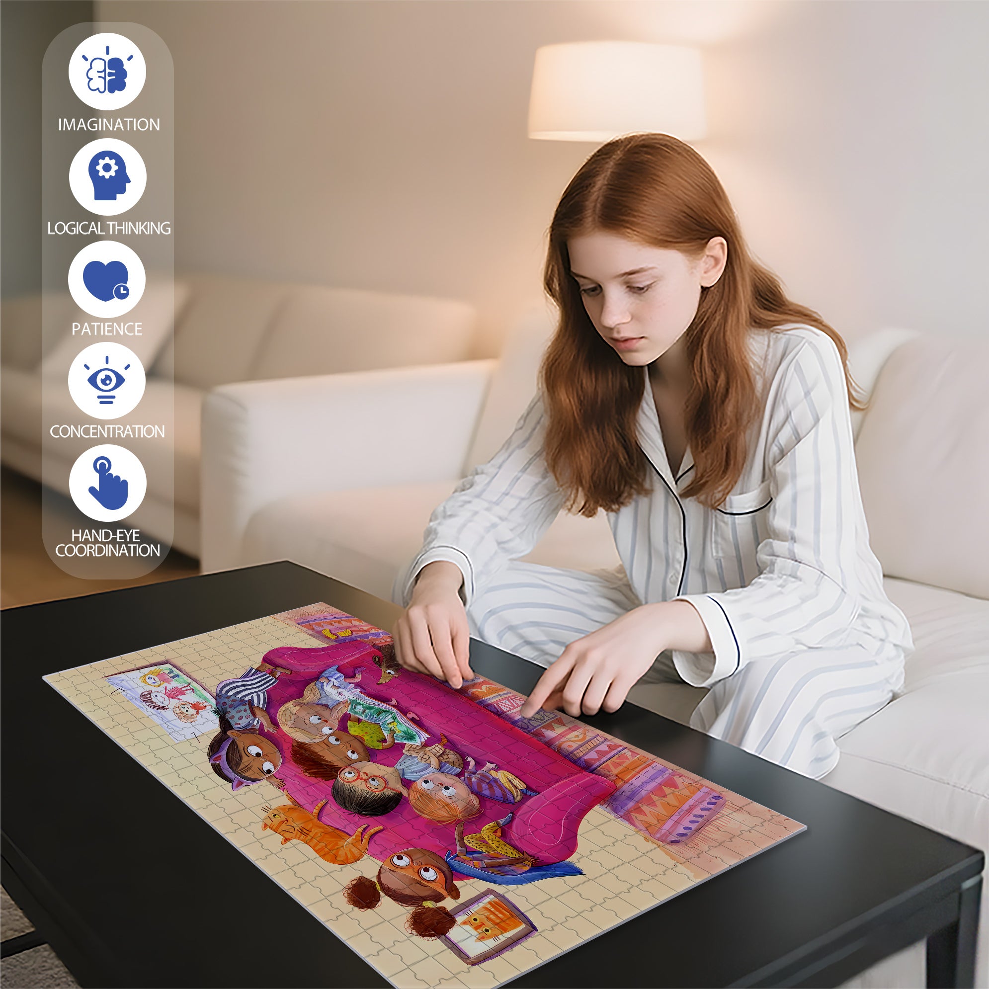 Let Me See 500pcs/1000pcs Jigsaw Puzzle, Scratch-Resistant, Interactive Family Game & Brain-Boosting DIY Decor, Perfect for Halloween, Christmas & New Year Gifts, Family Puzzle Game