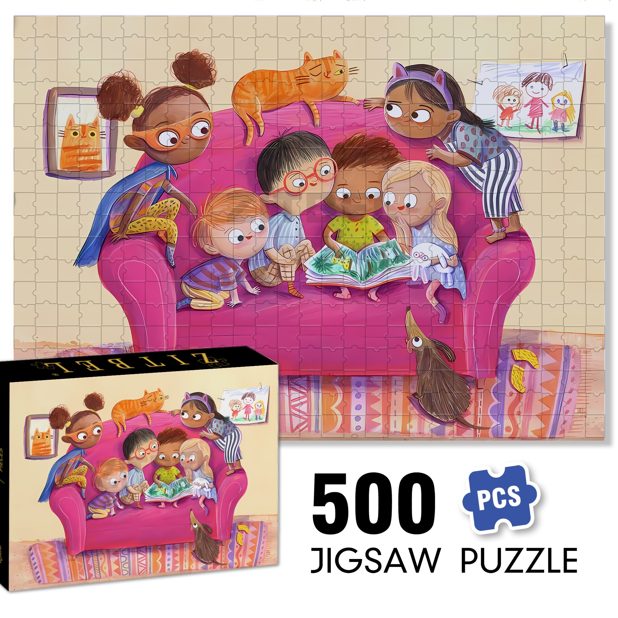 Let Me See 500pcs/1000pcs Jigsaw Puzzle, Scratch-Resistant, Interactive Family Game & Brain-Boosting DIY Decor, Perfect for Halloween, Christmas & New Year Gifts, Family Puzzle Game