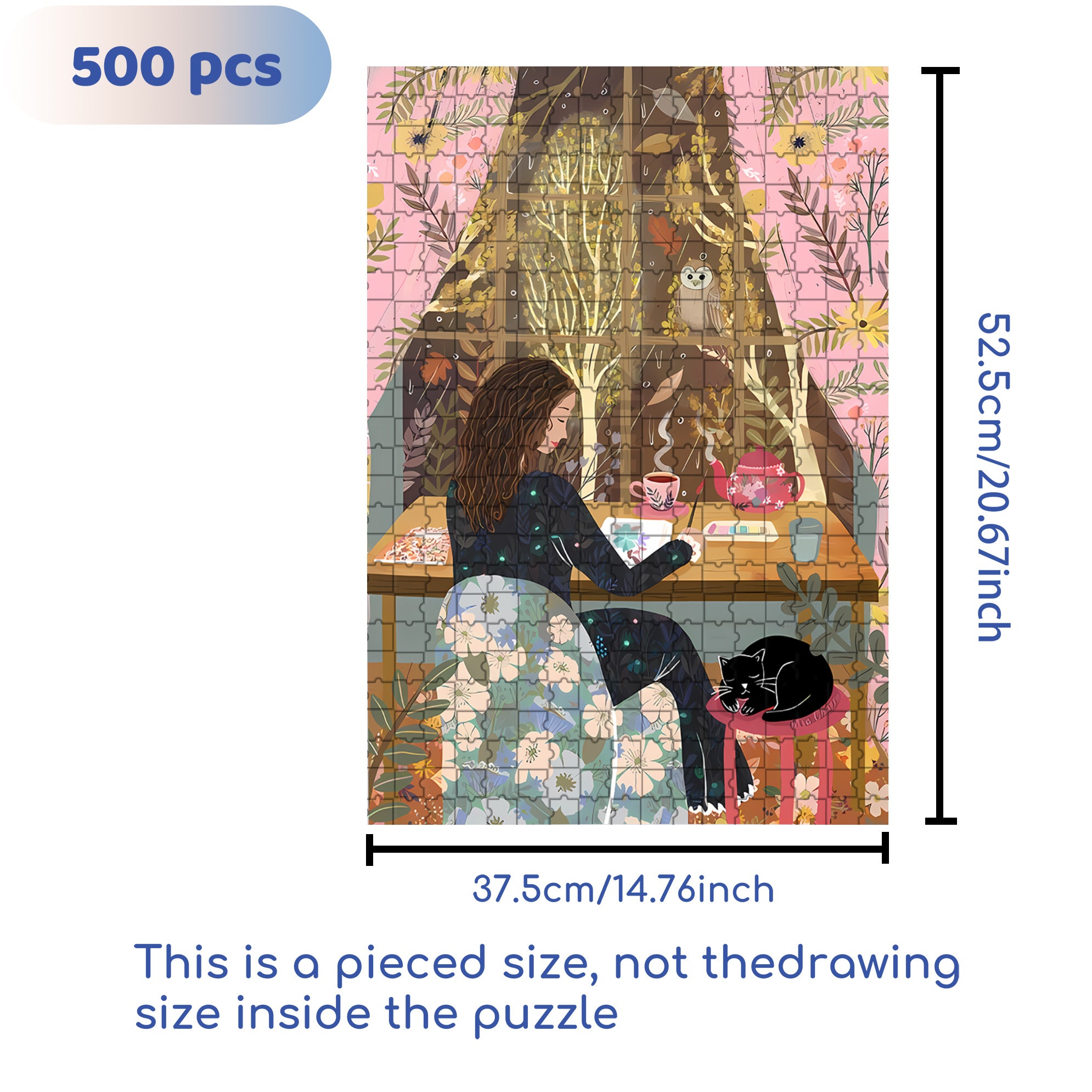 Liz's Autumn Window 500pcs/1000pcs Jigsaw Puzzle, Scratch-Resistant, Interactive Family Game & Brain-Boosting DIY Decor, Perfect for Halloween, Christmas & New Year Gifts, Family Puzzle Game