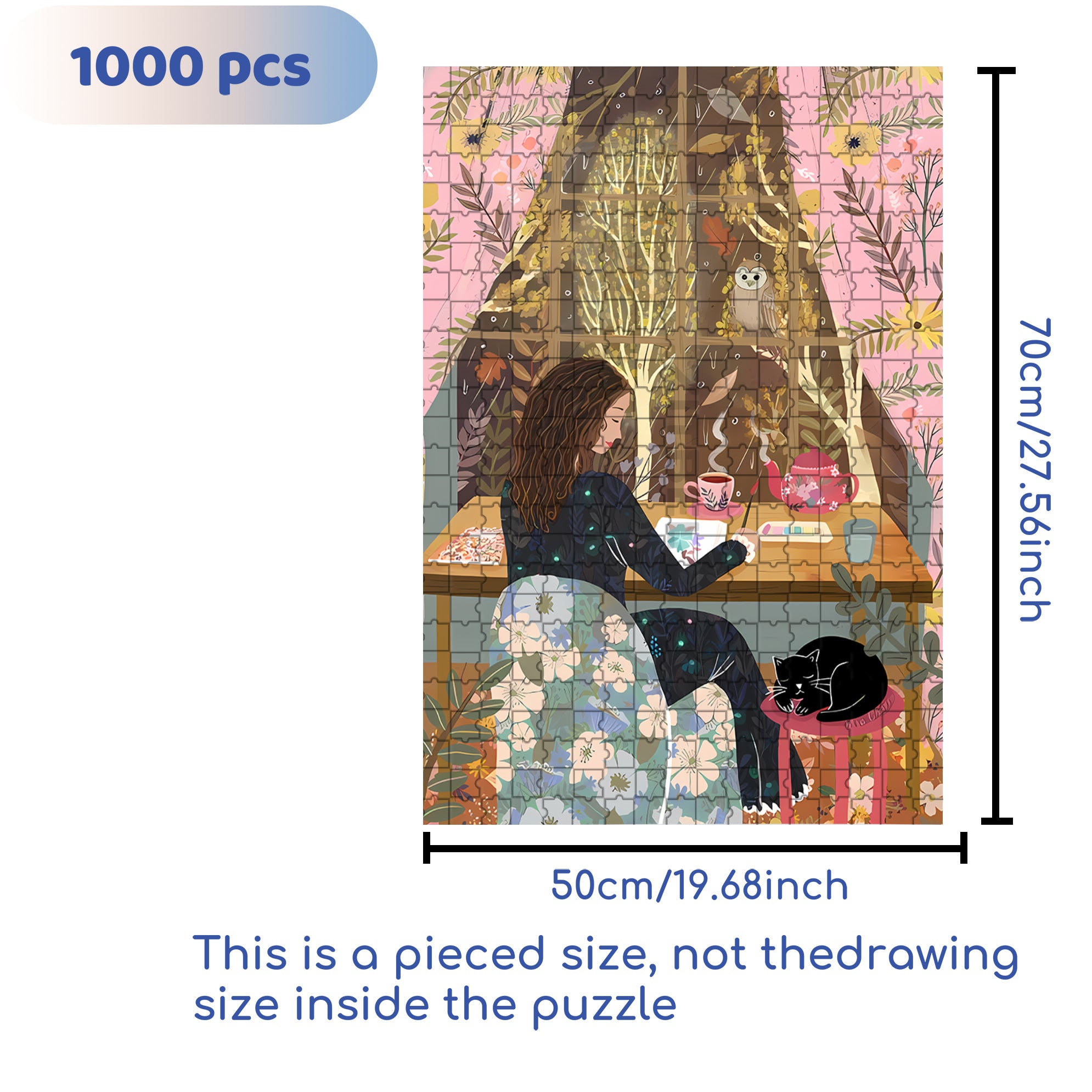 Liz's Autumn Window 500pcs/1000pcs Jigsaw Puzzle, Scratch-Resistant, Interactive Family Game & Brain-Boosting DIY Decor, Perfect for Halloween, Christmas & New Year Gifts, Family Puzzle Game