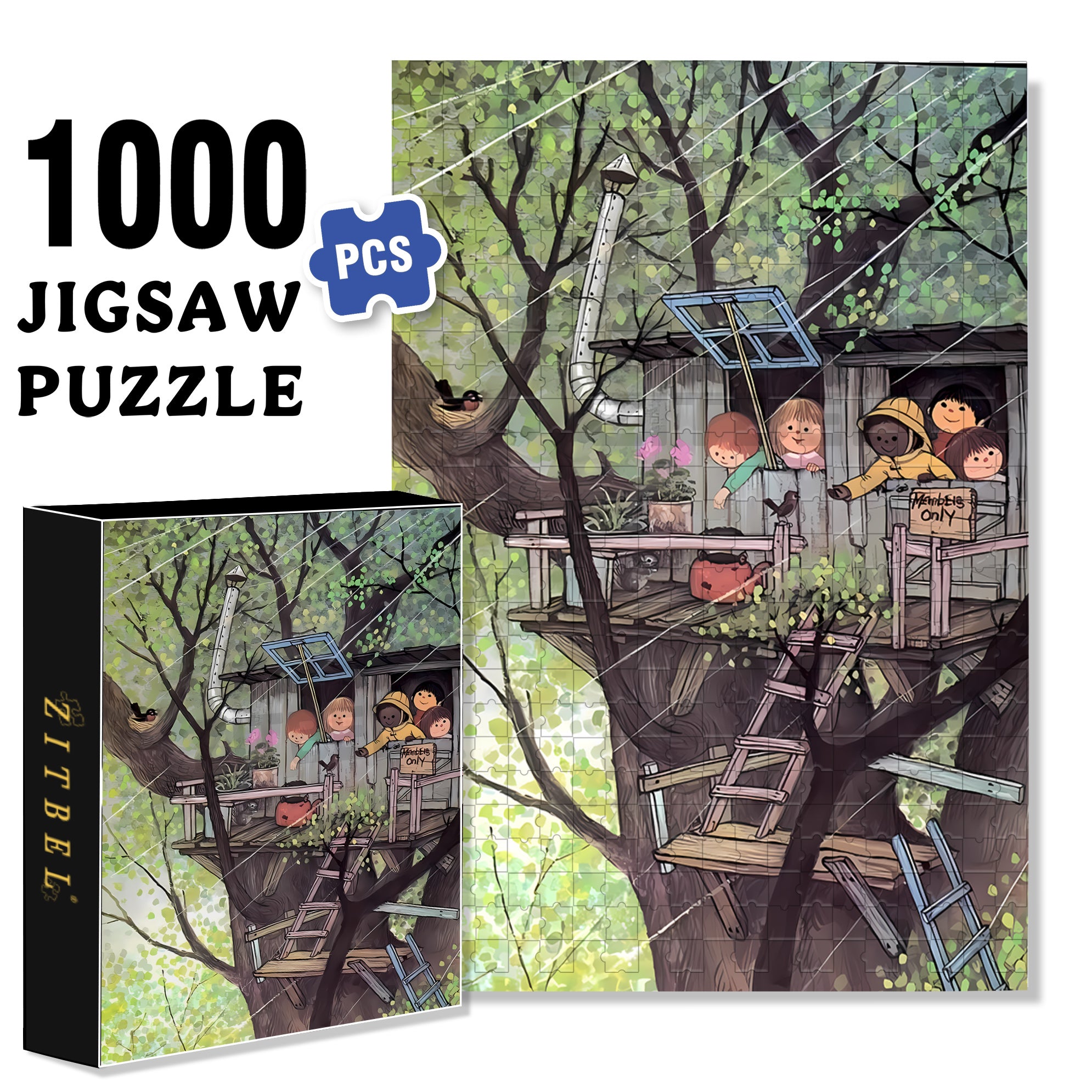 Members Only 500pcs/1000pcs Jigsaw Puzzle, Scratch-Resistant, Interactive Family Game & Brain-Boosting DIY Decor, Perfect for Halloween, Christmas & New Year Gifts, Family Puzzle Game