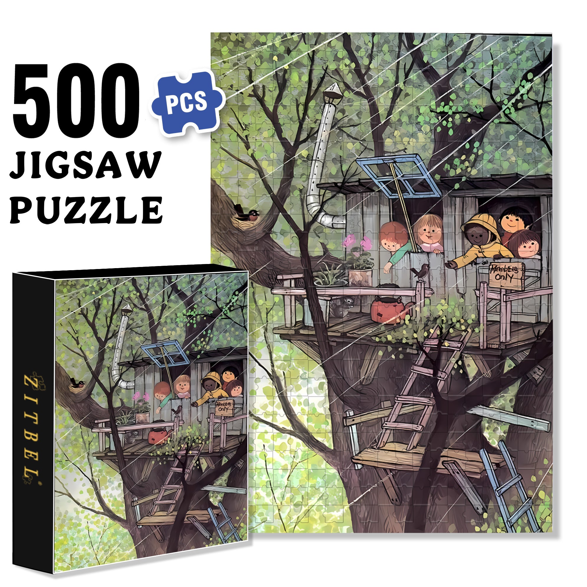 Members Only 500pcs/1000pcs Jigsaw Puzzle, Scratch-Resistant, Interactive Family Game & Brain-Boosting DIY Decor, Perfect for Halloween, Christmas & New Year Gifts, Family Puzzle Game