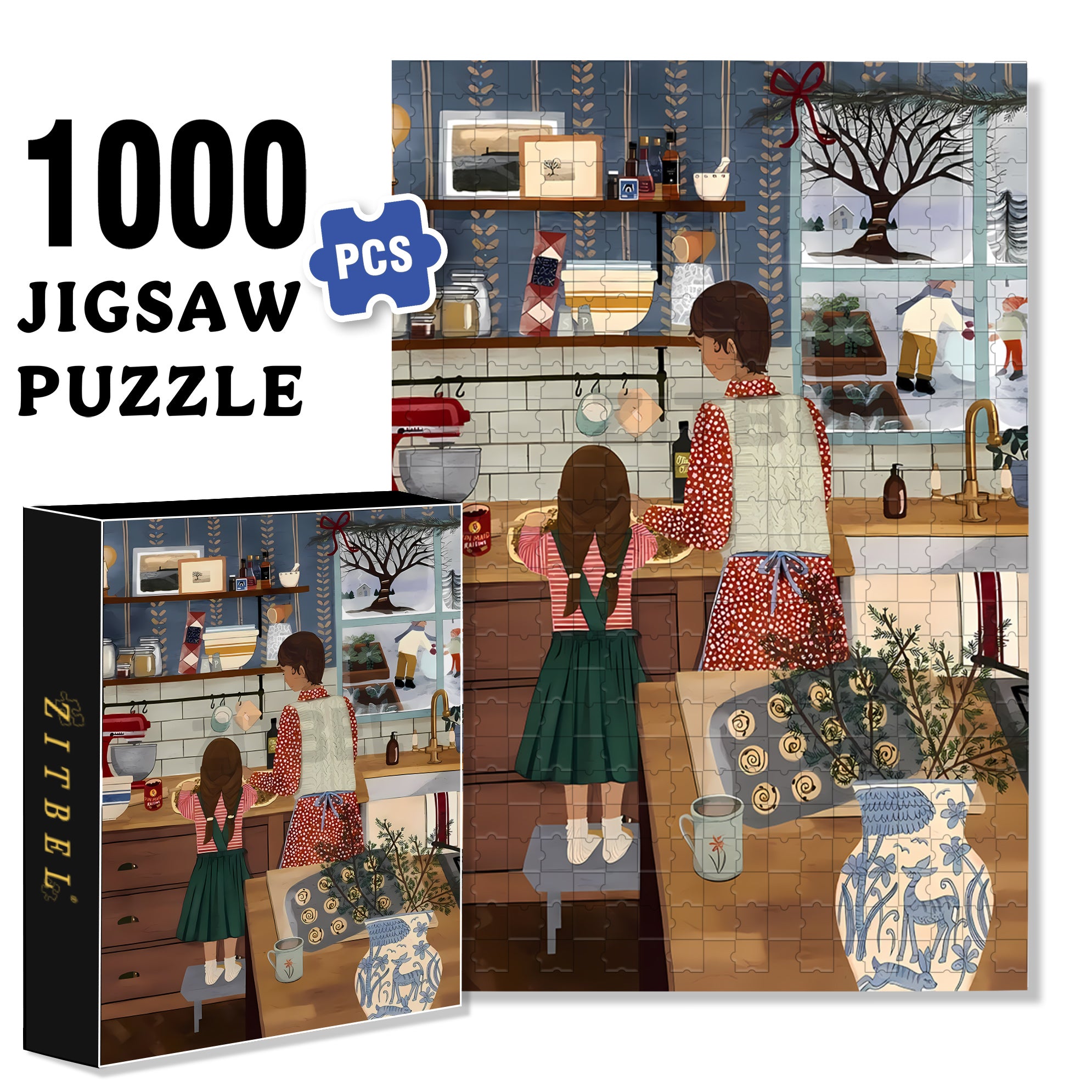 Mom's Little Assistant 500pcs/1000pcs Jigsaw Puzzle, Scratch-Resistant, Interactive Family Game & Brain-Boosting DIY Decor, Perfect for Halloween, Christmas & New Year Gifts, Family Puzzle Game