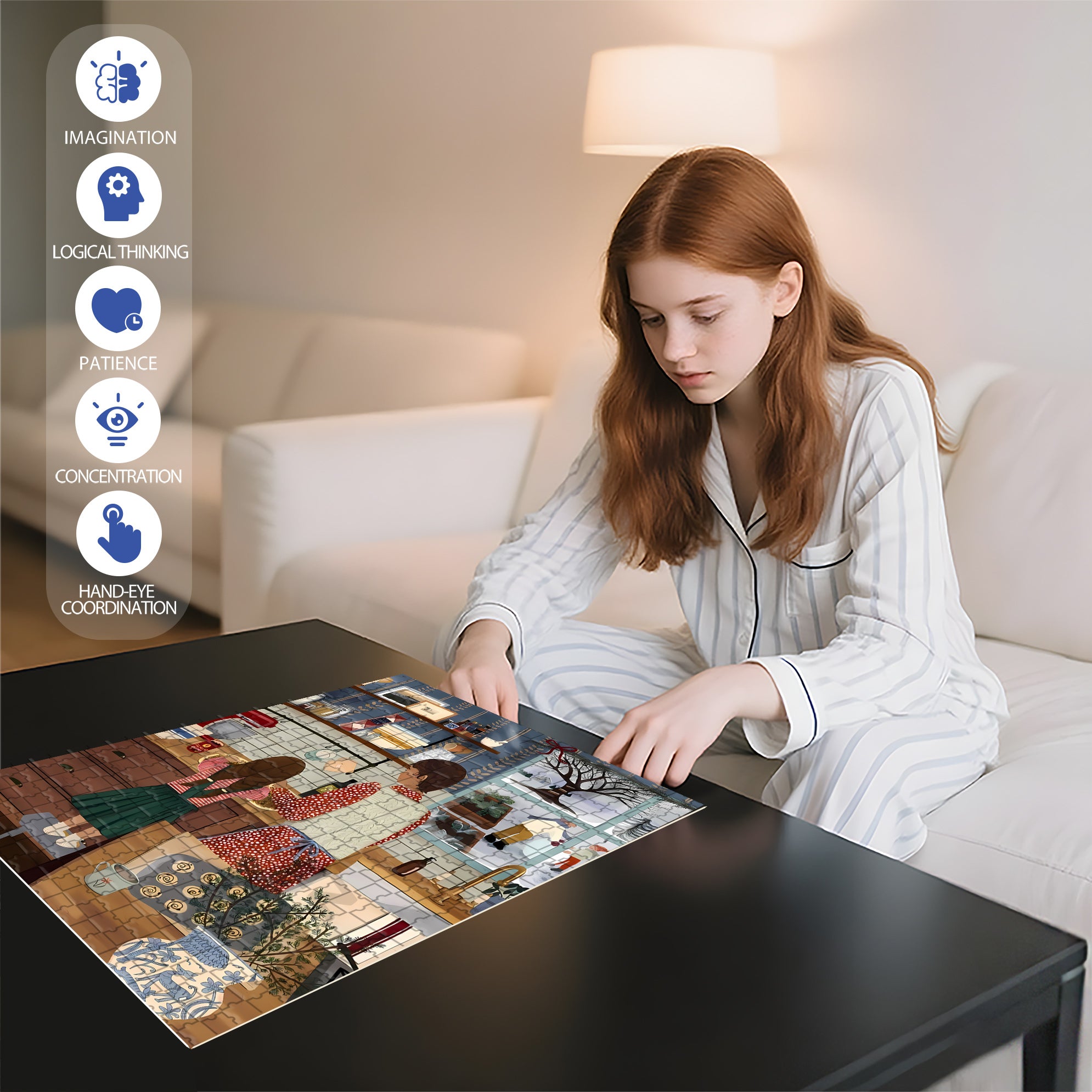 Mom's Little Assistant 500pcs/1000pcs Jigsaw Puzzle, Scratch-Resistant, Interactive Family Game & Brain-Boosting DIY Decor, Perfect for Halloween, Christmas & New Year Gifts, Family Puzzle Game