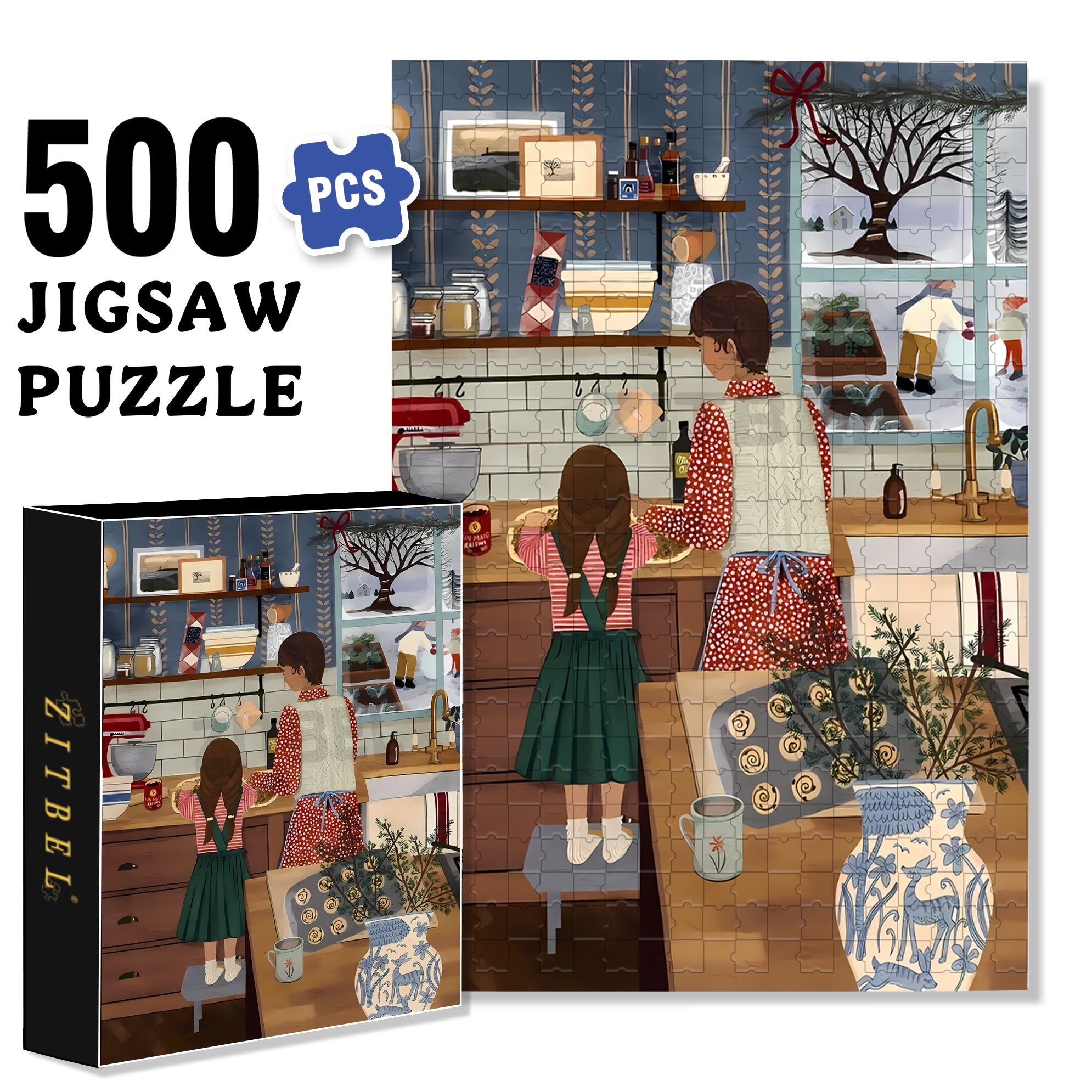 Mom's Little Assistant 500pcs/1000pcs Jigsaw Puzzle, Scratch-Resistant, Interactive Family Game & Brain-Boosting DIY Decor, Perfect for Halloween, Christmas & New Year Gifts, Family Puzzle Game