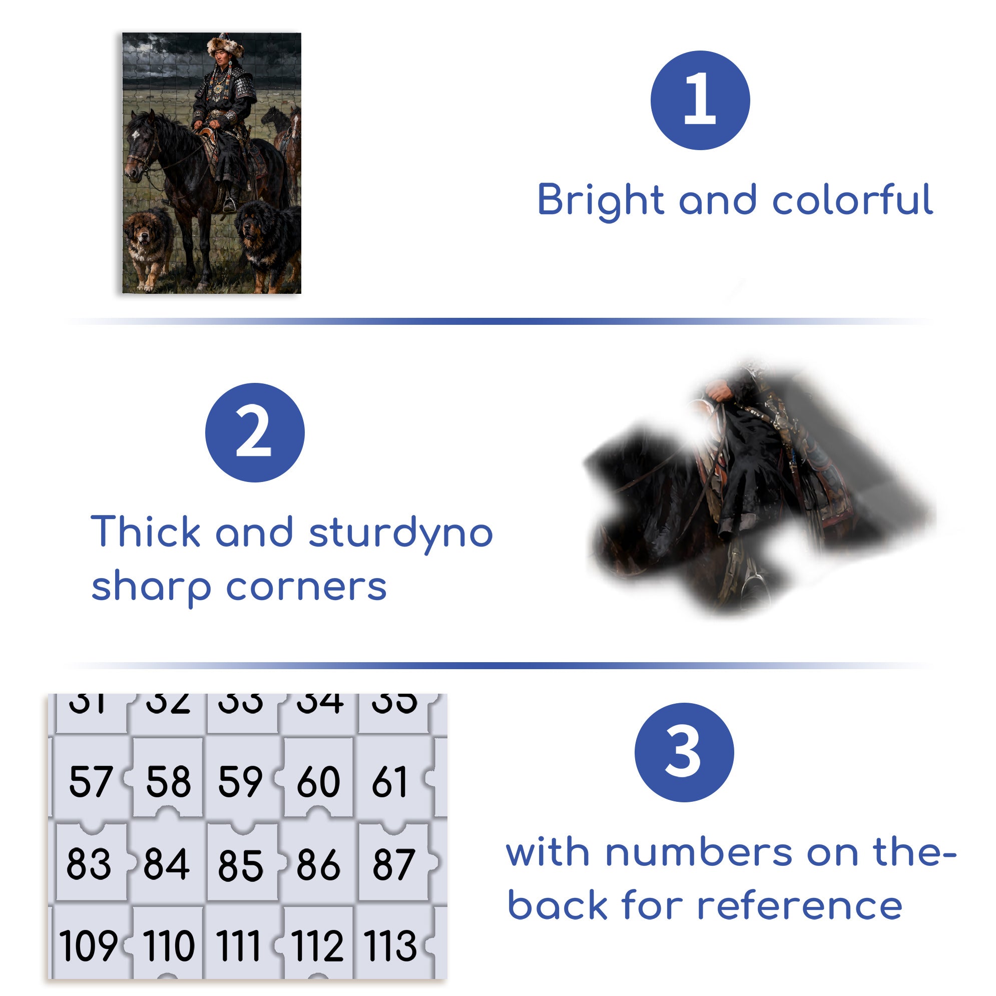 Mongolian Hunk 500pcs/1000pcs Jigsaw Puzzle, Scratch-Resistant, Interactive Family Game & Brain-Boosting DIY Decor, Perfect for Halloween, Christmas & New Year Gifts, Family Puzzle Game