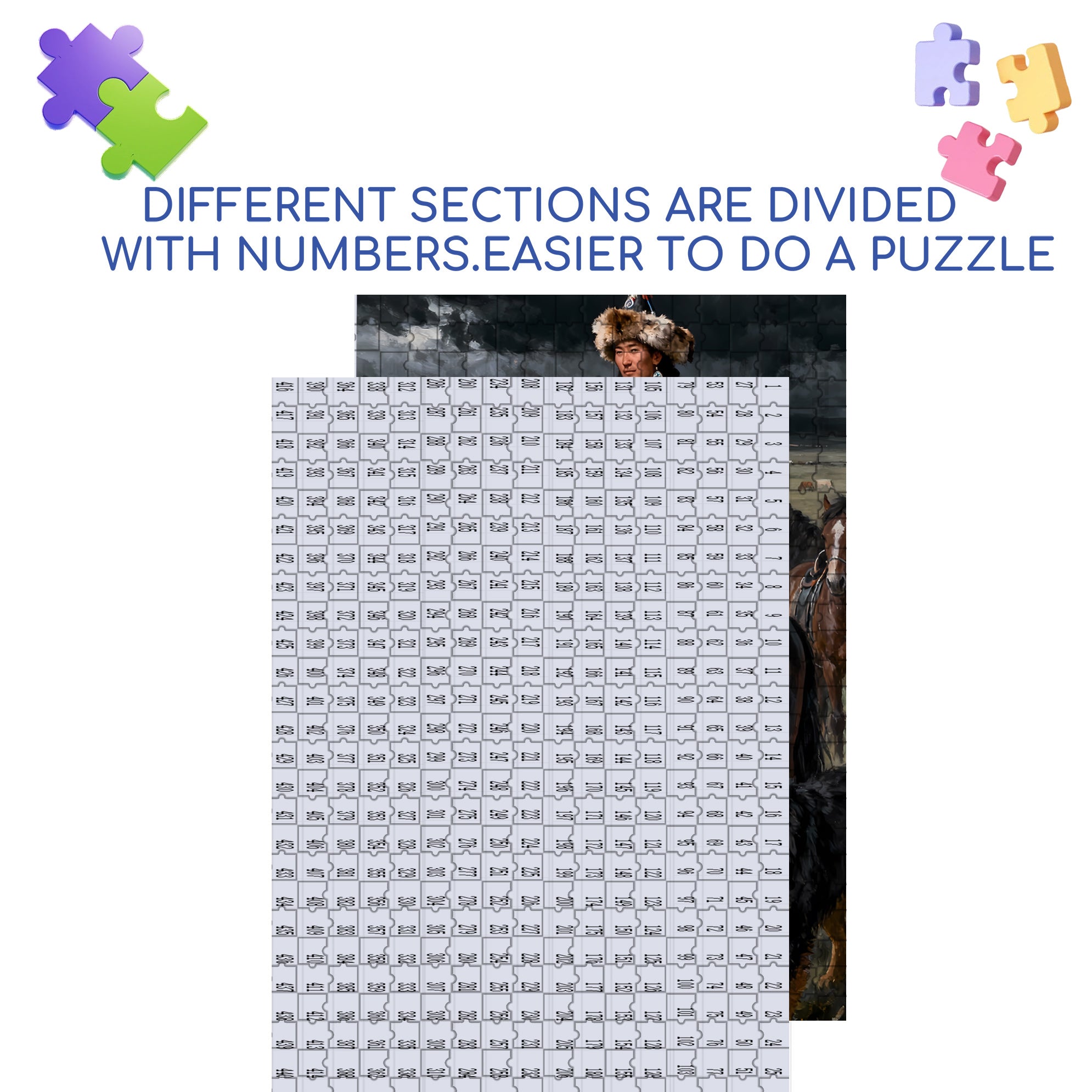 Mongolian Hunk 500pcs/1000pcs Jigsaw Puzzle, Scratch-Resistant, Interactive Family Game & Brain-Boosting DIY Decor, Perfect for Halloween, Christmas & New Year Gifts, Family Puzzle Game