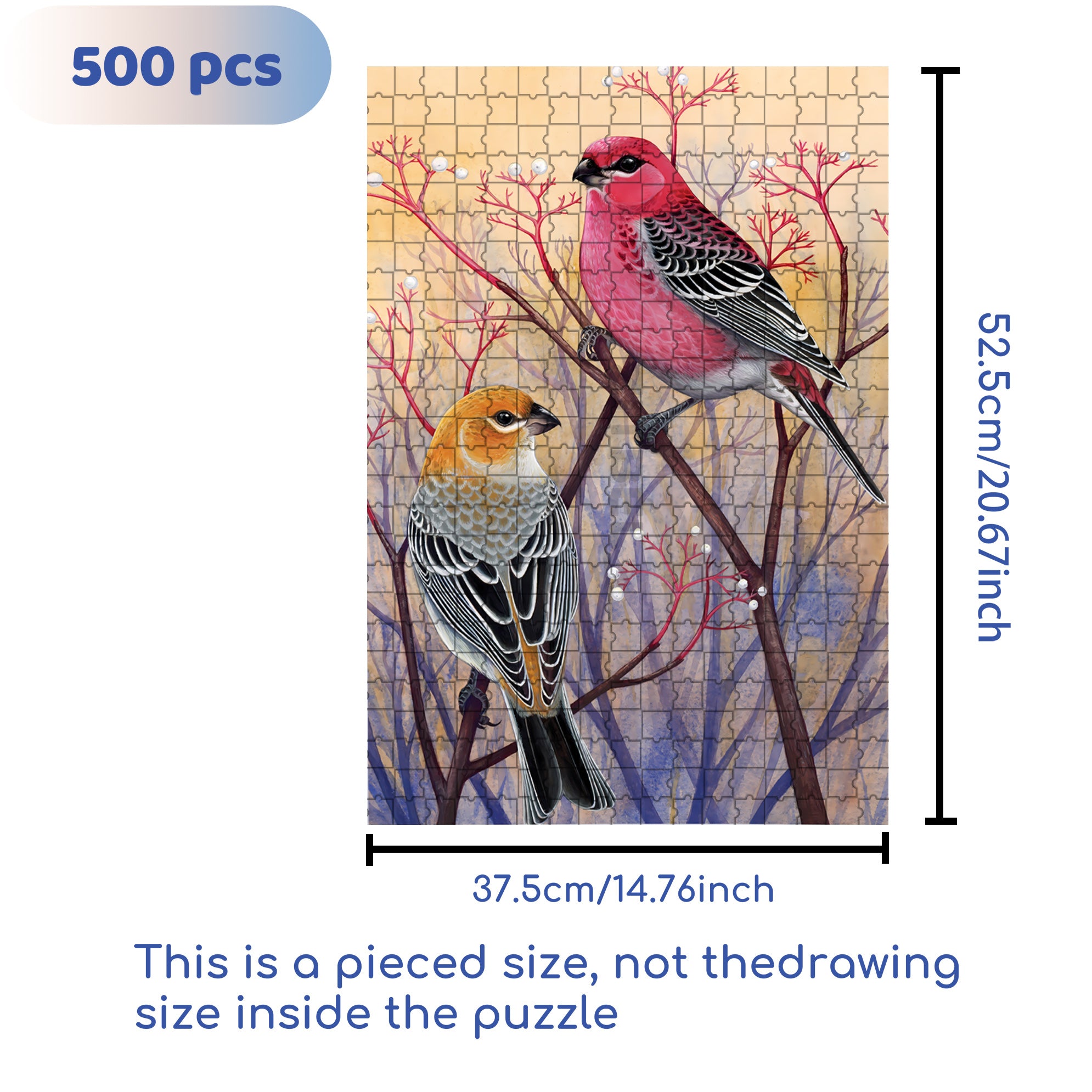 Pine Grosbeaks 500pcs/1000pcs Jigsaw Puzzle, Scratch-Resistant, Interactive Family Game & Brain-Boosting DIY Decor, Perfect for Halloween, Christmas & New Year Gifts, Family Puzzle Game