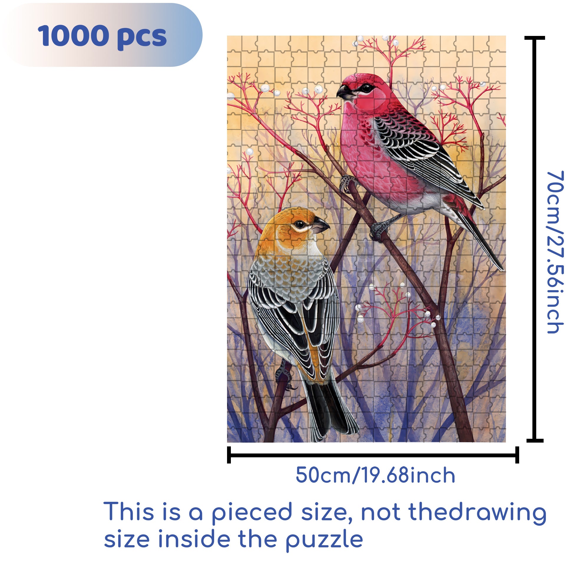 Pine Grosbeaks 500pcs/1000pcs Jigsaw Puzzle, Scratch-Resistant, Interactive Family Game & Brain-Boosting DIY Decor, Perfect for Halloween, Christmas & New Year Gifts, Family Puzzle Game