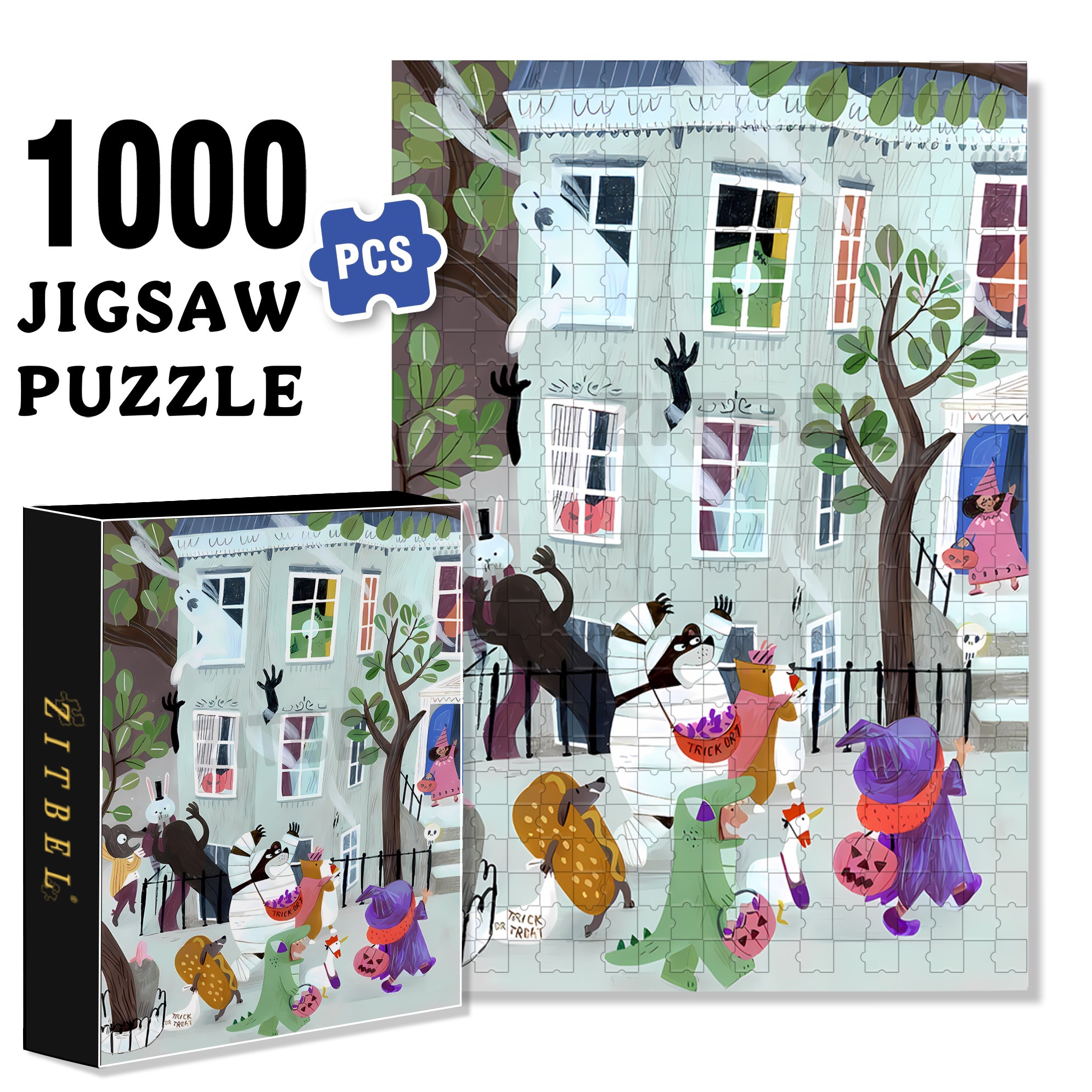 Roar 500pcs/1000pcs Jigsaw Puzzle, Scratch-Resistant, Interactive Family Game & Brain-Boosting DIY Decor, Perfect for Halloween, Christmas & New Year Gifts, Family Puzzle Game