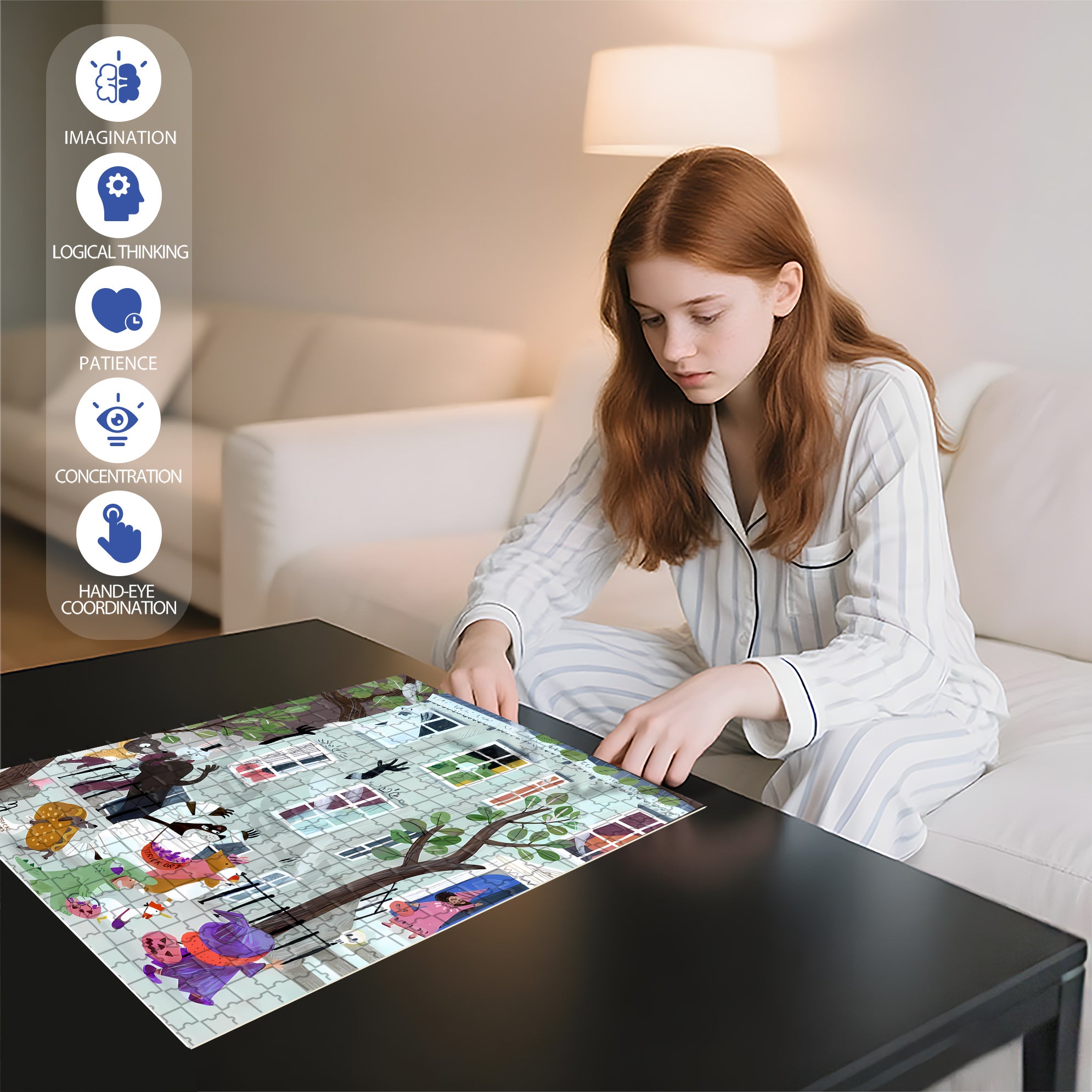 Roar 500pcs/1000pcs Jigsaw Puzzle, Scratch-Resistant, Interactive Family Game & Brain-Boosting DIY Decor, Perfect for Halloween, Christmas & New Year Gifts, Family Puzzle Game