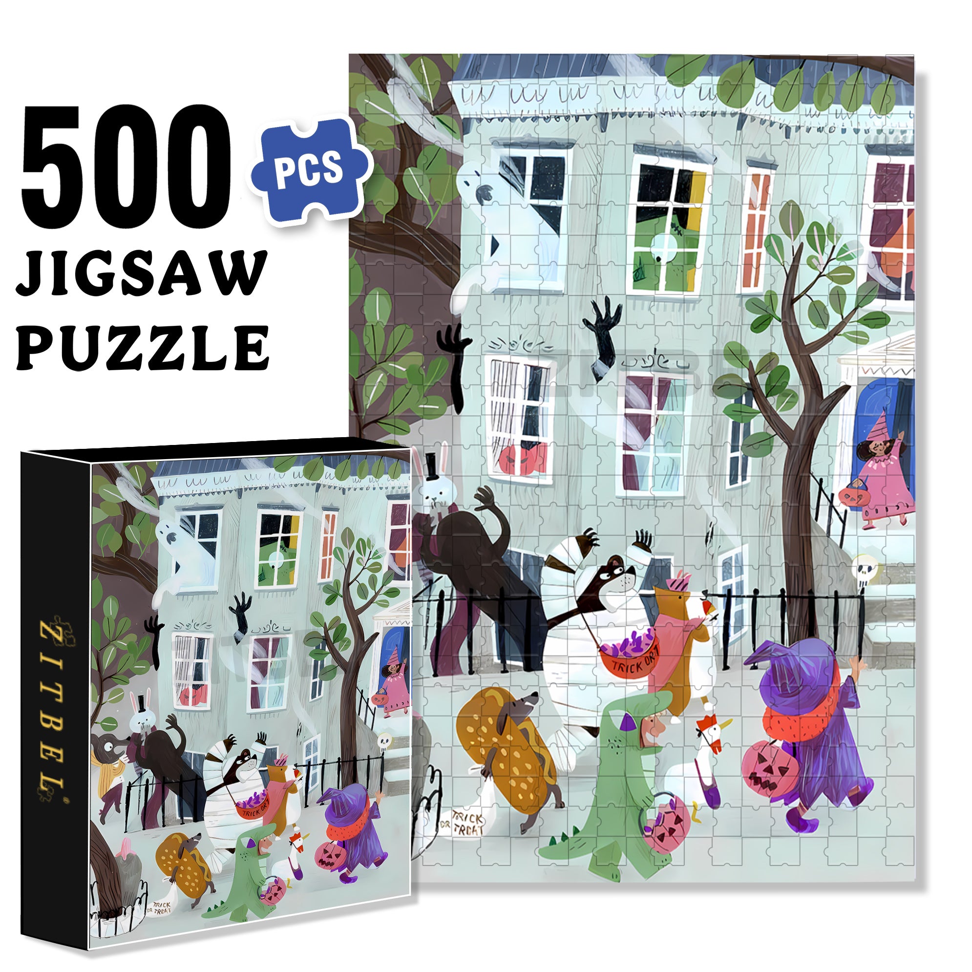 Roar 500pcs/1000pcs Jigsaw Puzzle, Scratch-Resistant, Interactive Family Game & Brain-Boosting DIY Decor, Perfect for Halloween, Christmas & New Year Gifts, Family Puzzle Game