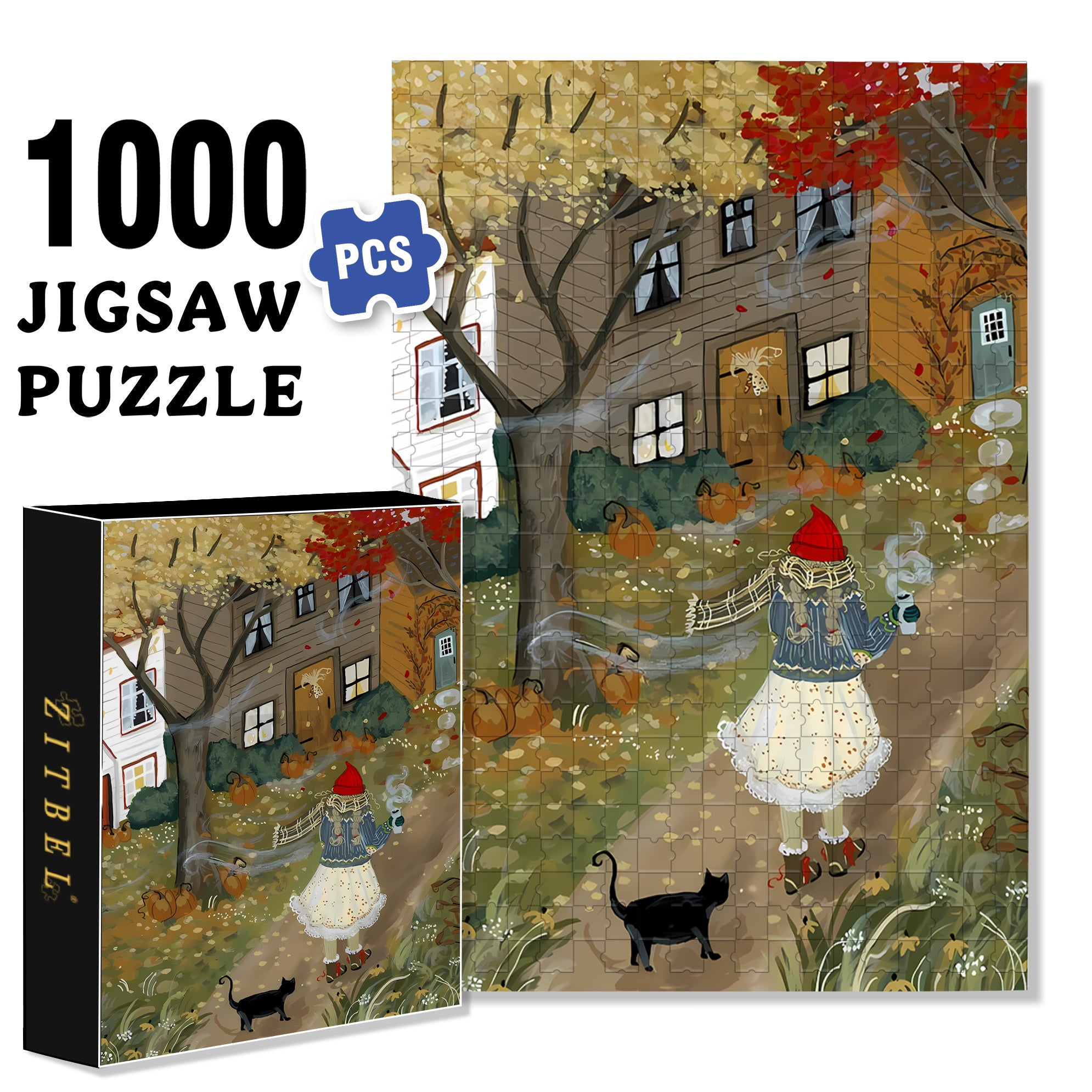 Silent Meditation 500pcs/1000pcs Jigsaw Puzzle, Scratch-Resistant, Interactive Family Game & Brain-Boosting DIY Decor, Perfect for Halloween, Christmas & New Year Gifts, Family Puzzle Game