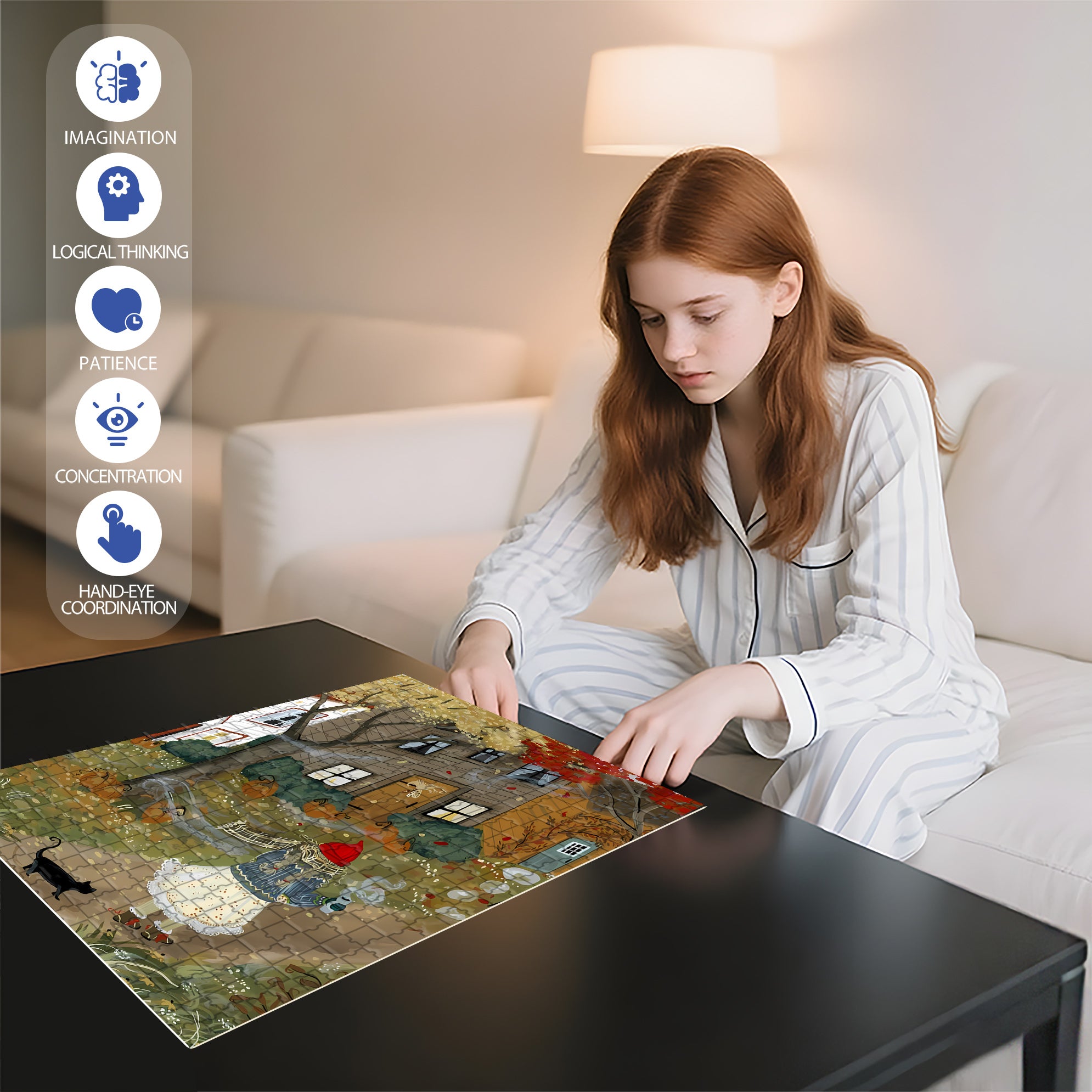 Silent Meditation 500pcs/1000pcs Jigsaw Puzzle, Scratch-Resistant, Interactive Family Game & Brain-Boosting DIY Decor, Perfect for Halloween, Christmas & New Year Gifts, Family Puzzle Game