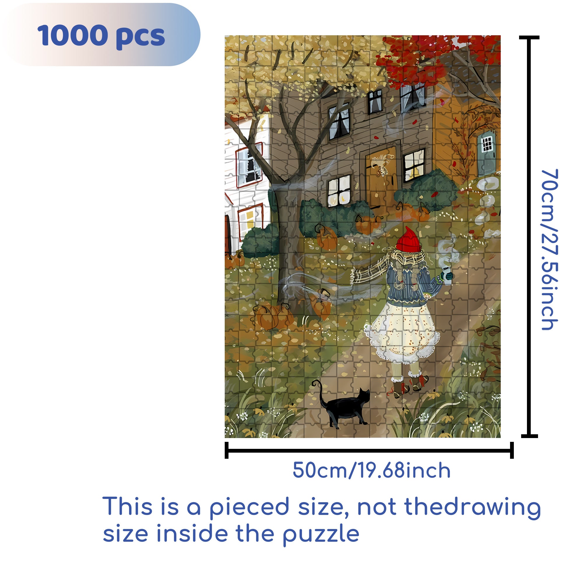 Silent Meditation 500pcs/1000pcs Jigsaw Puzzle, Scratch-Resistant, Interactive Family Game & Brain-Boosting DIY Decor, Perfect for Halloween, Christmas & New Year Gifts, Family Puzzle Game