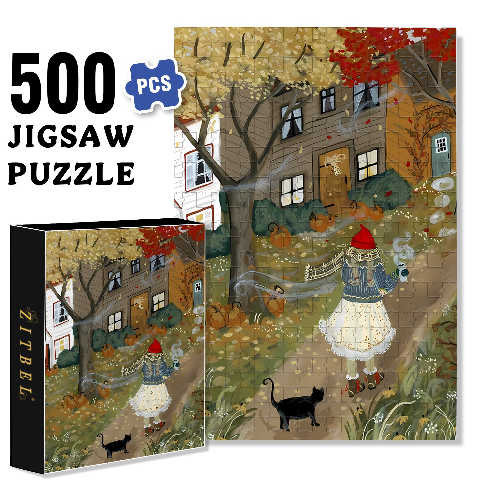 Silent Meditation 500pcs/1000pcs Jigsaw Puzzle, Scratch-Resistant, Interactive Family Game & Brain-Boosting DIY Decor, Perfect for Halloween, Christmas & New Year Gifts, Family Puzzle Game