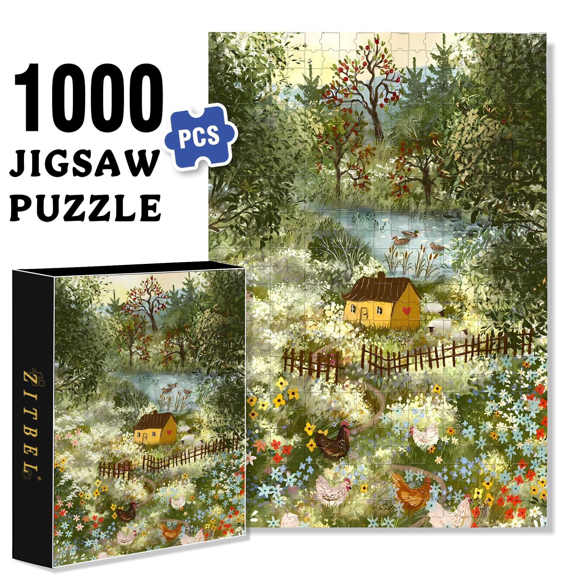 Simple Life 500pcs/1000pcs Jigsaw Puzzle, Scratch-Resistant, Interactive Family Game & Brain-Boosting DIY Decor, Perfect for Halloween, Christmas & New Year Gifts, Family Puzzle Game